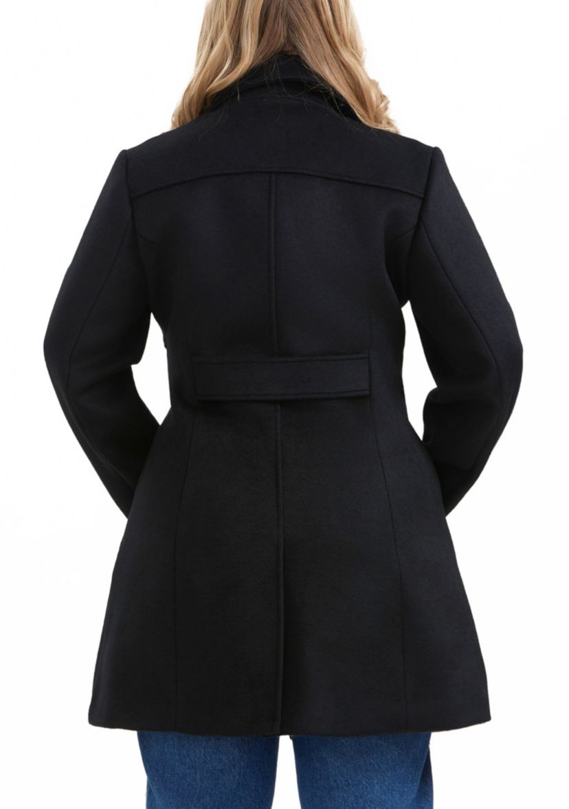 Plus Size Button Front Wool Blend Walking Coat