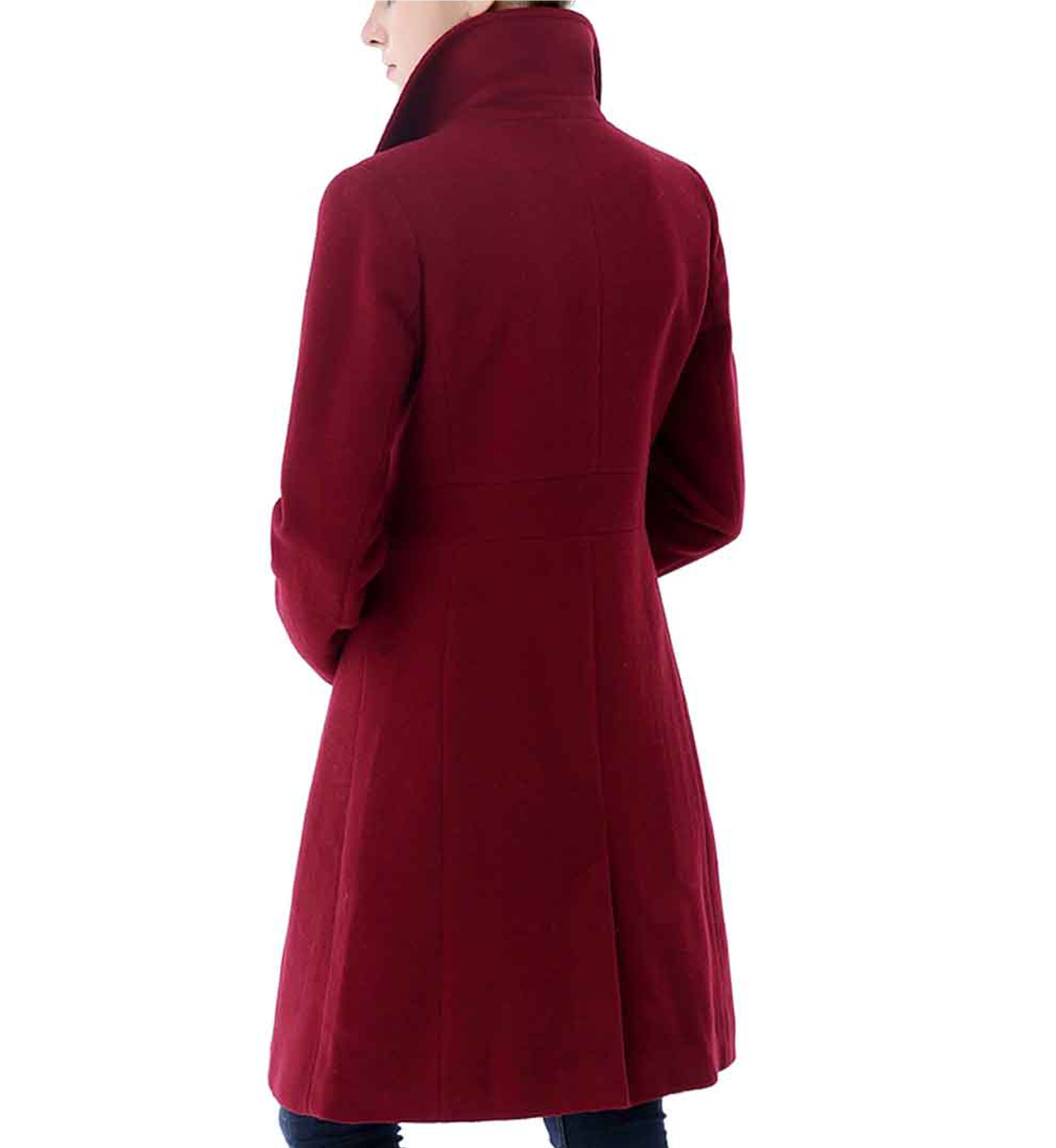 Womens Heather Single Breasted Wool Walking Coat