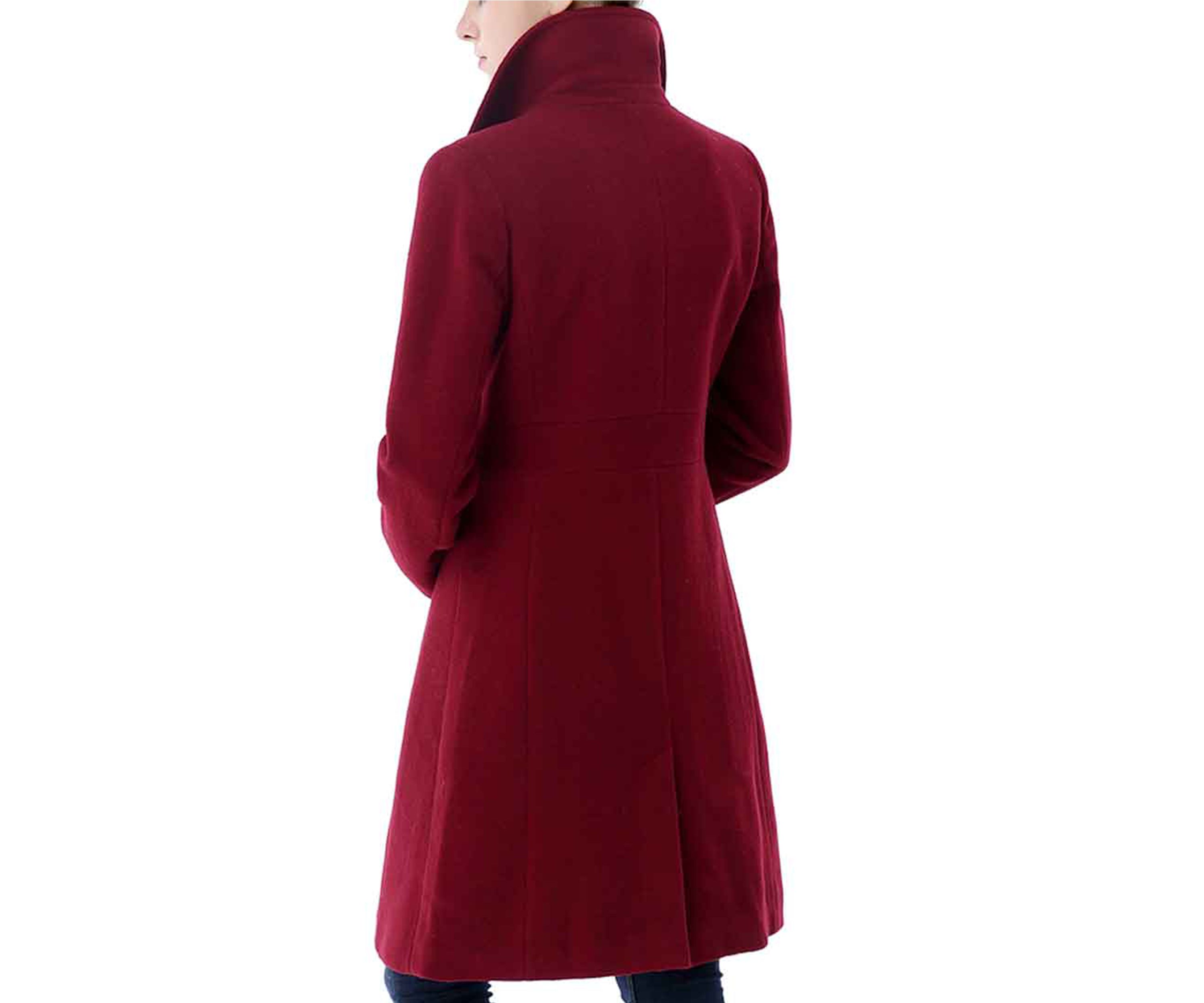 Womens Heather Single Breasted Wool Walking Coat