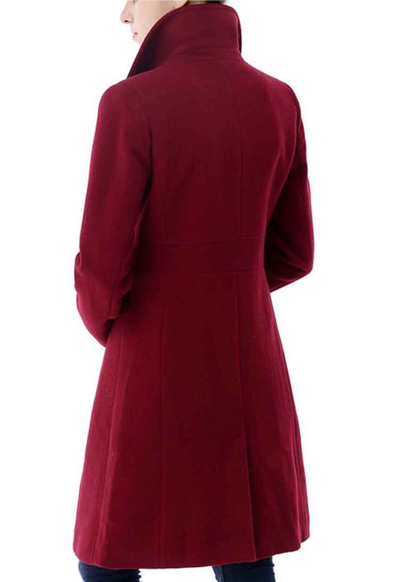 Womens Heather Single Breasted Wool Walking Coat