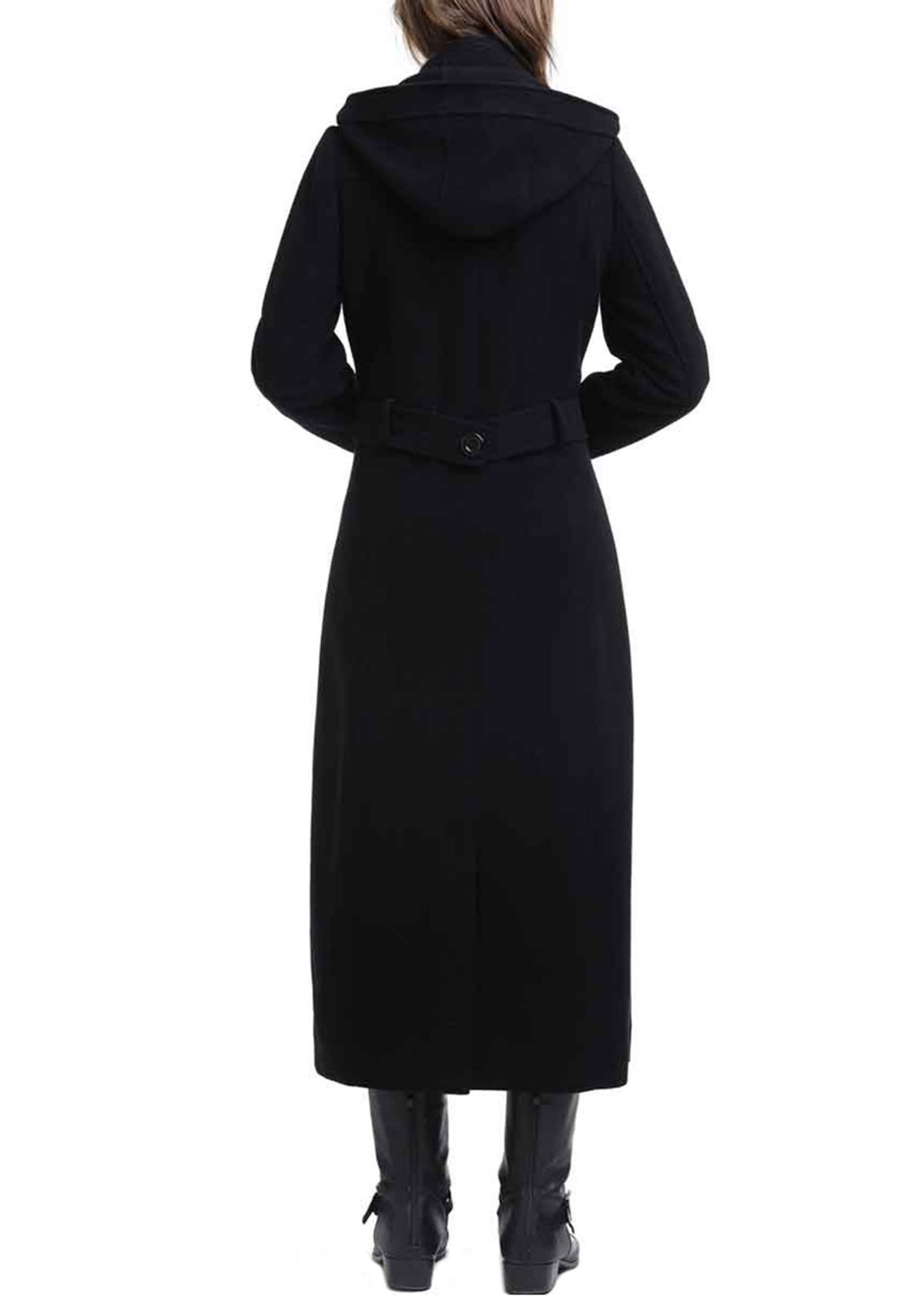 Womens Long Hooded Wool Walking Coat