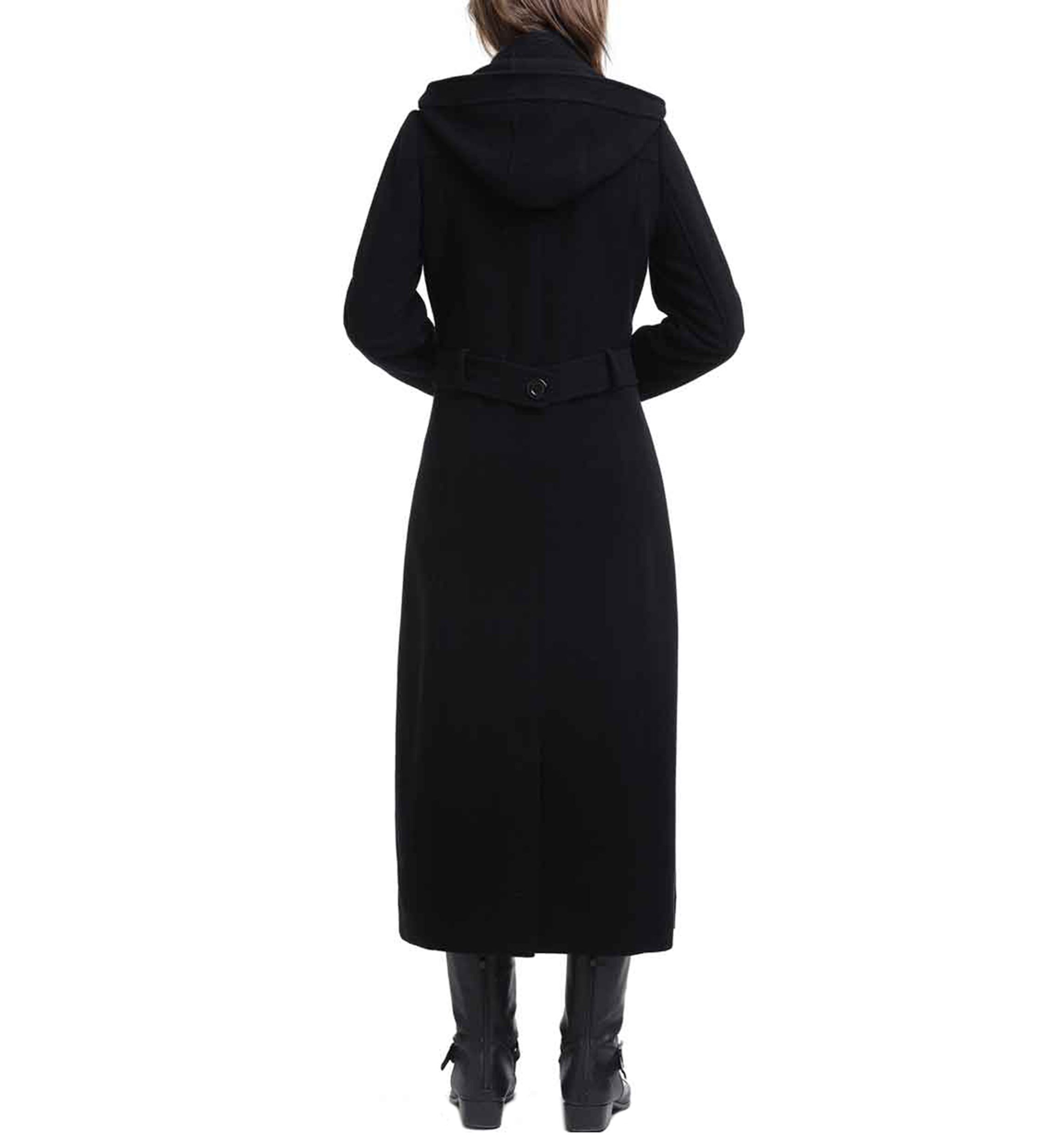 Womens Long Hooded Wool Walking Coat