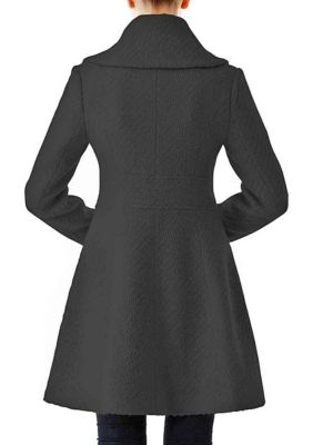 Women's Double Breasted Wool Blend Boucle Coat