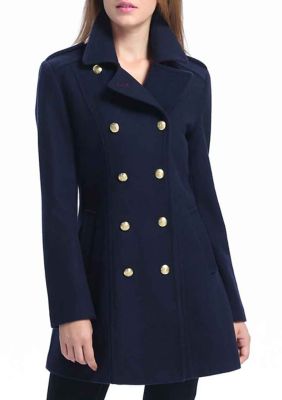 Calvin klein belted textured basketweave deals peacoat