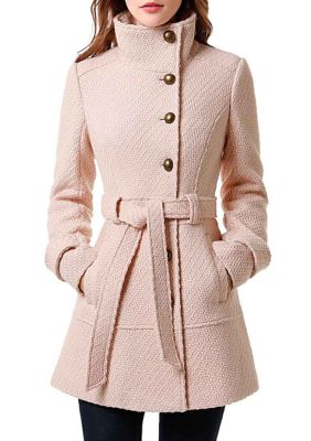 Women's Belted Wool Blend Boucle Trench Coat