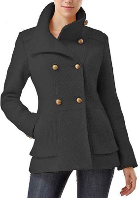 Women's Wool Blend Boucle Pea Coat