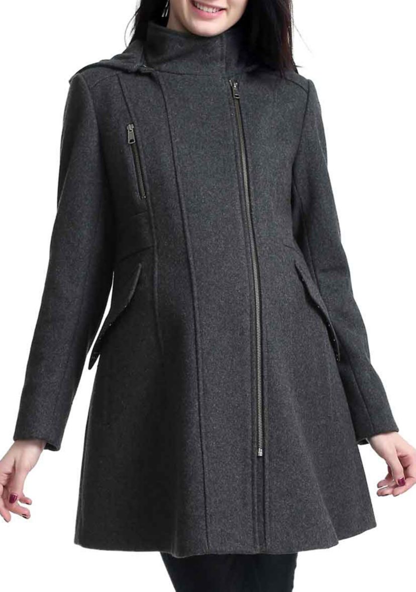 Maternity Cordella Zip Front Wool Blend  Coat