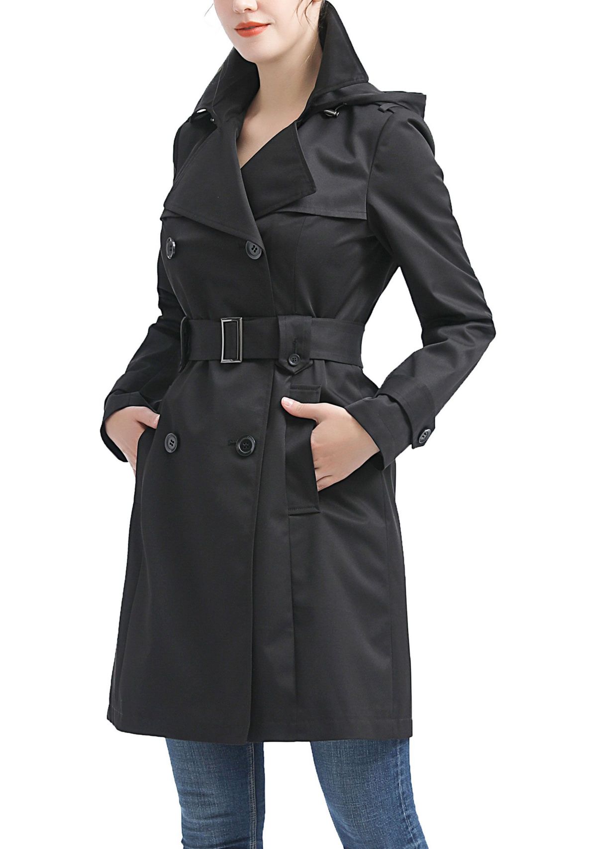 Womens Aisha Waterproof Hooded Trench Coat