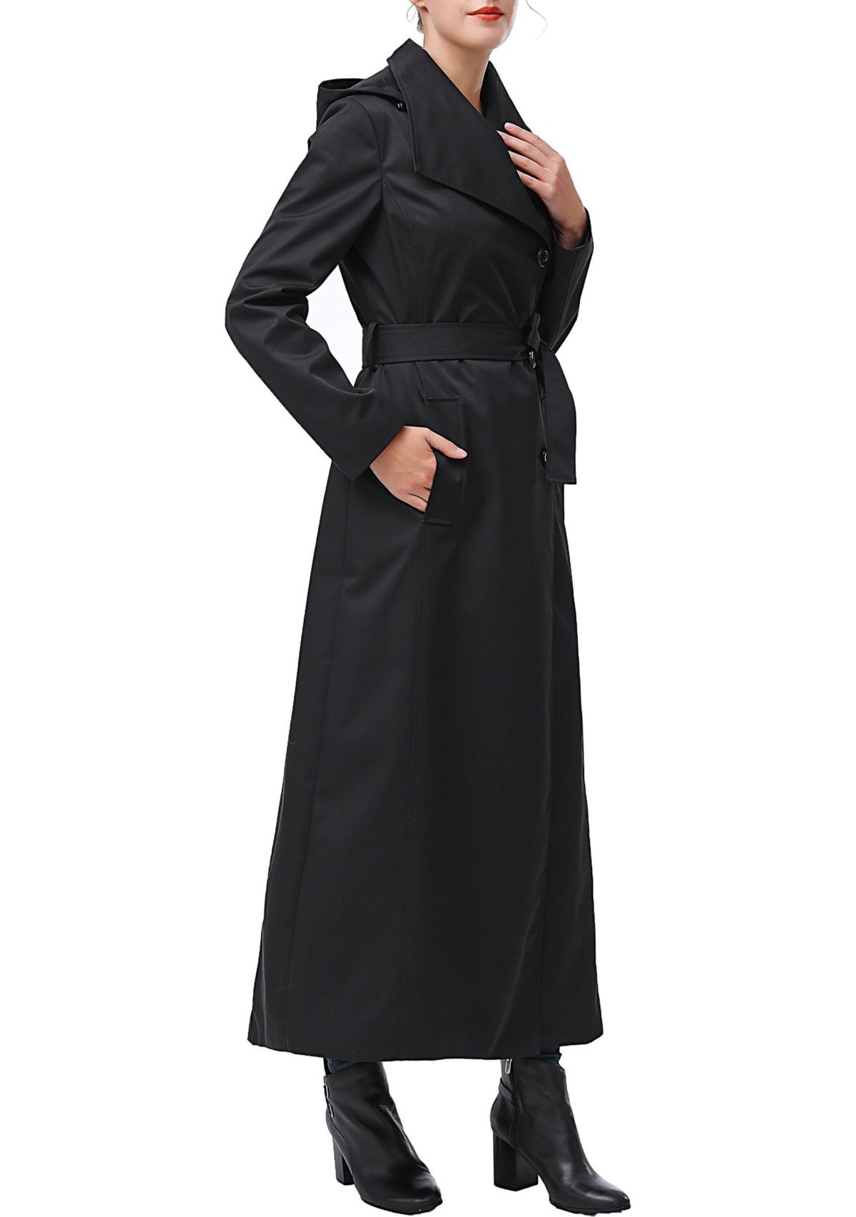 Womens Eira Waterproof Hooded Long Trench Coat