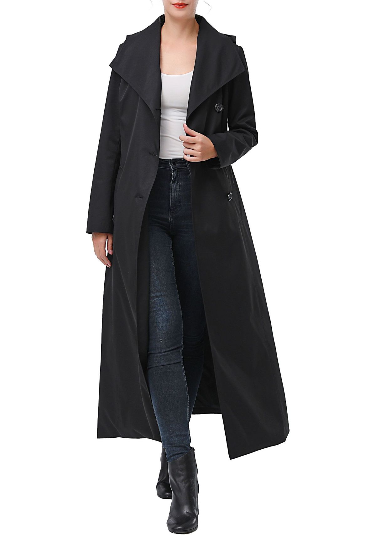 Womens Eira Waterproof Hooded Long Trench Coat