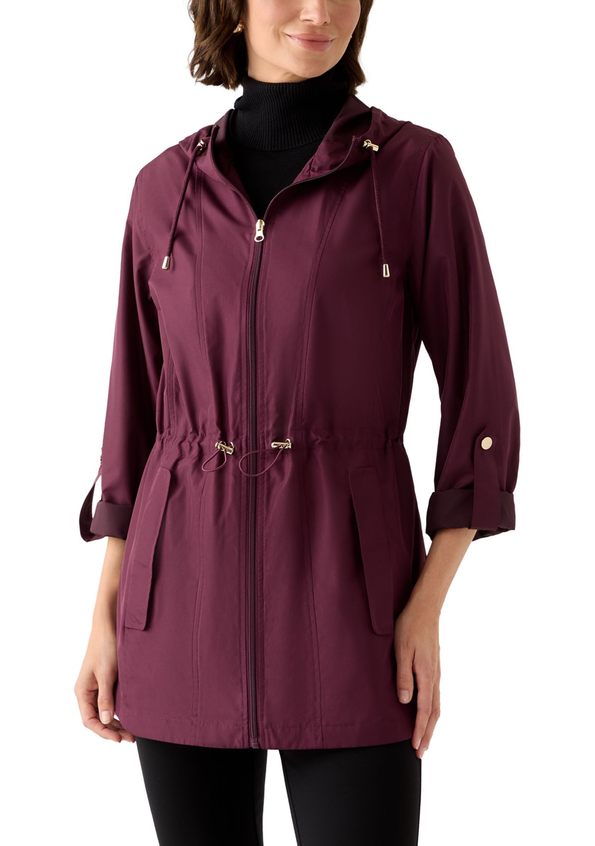 Womens Packable Hooded Rain Jacket