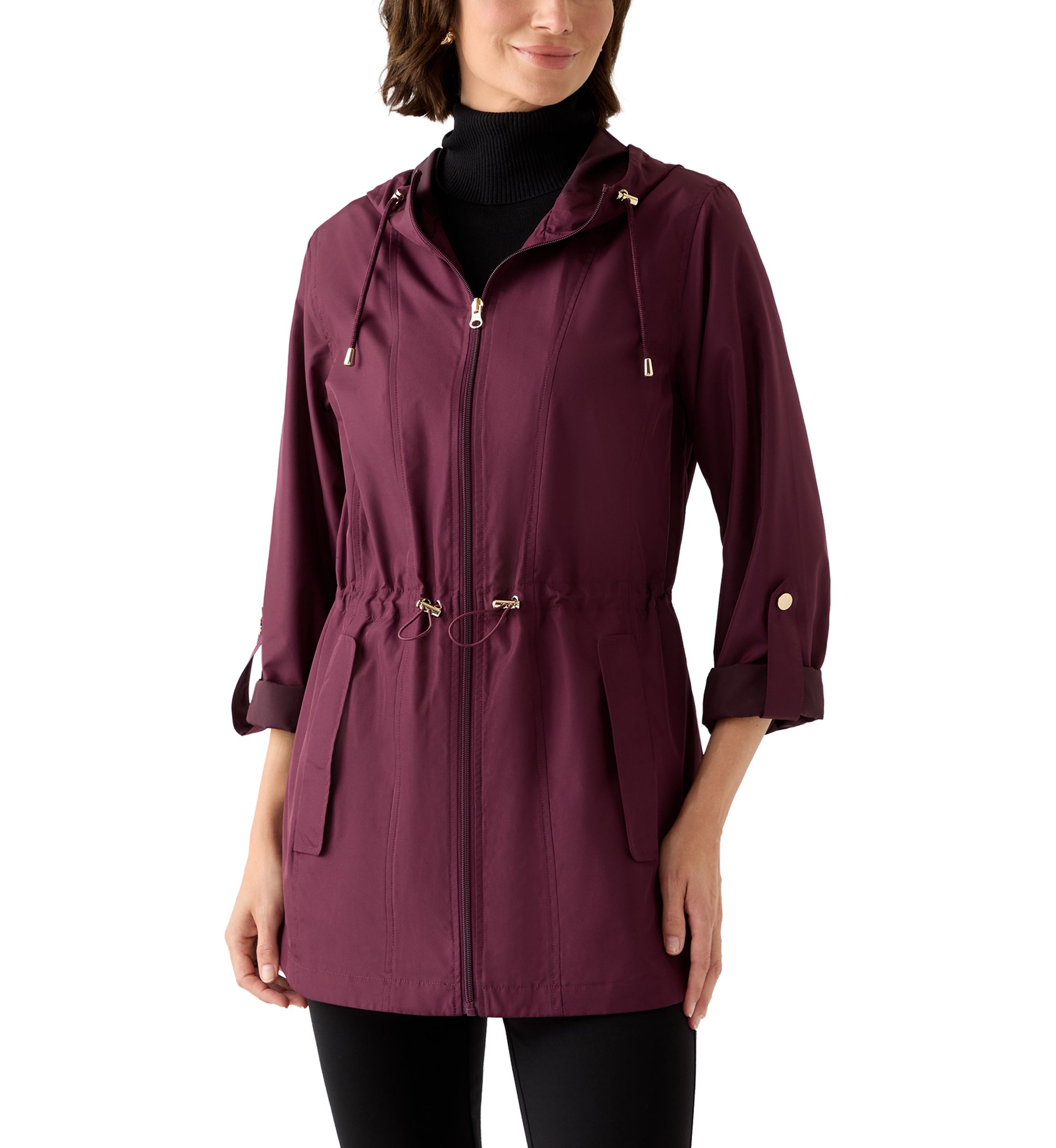 Womens Packable Hooded Rain Jacket