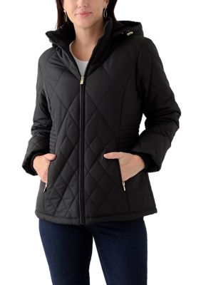 INTL d.e.t.a.i.l.s Women's Quilted Polyfill Jacket With Hood | Belk