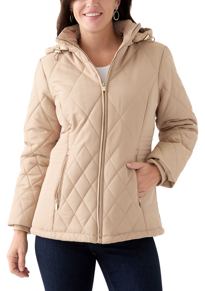 Womens Quilted Polyfill Jacket With Hood