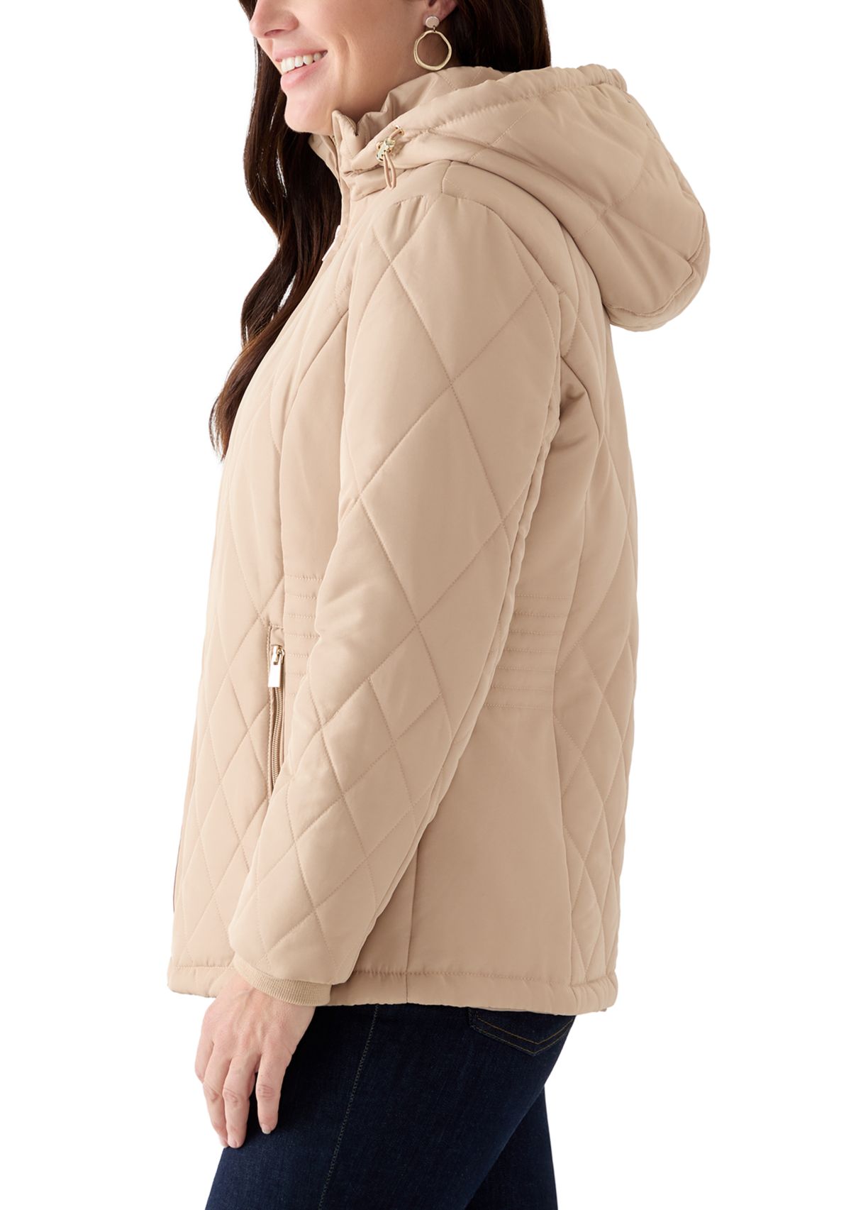 Womens Quilted Polyfill Jacket With Hood