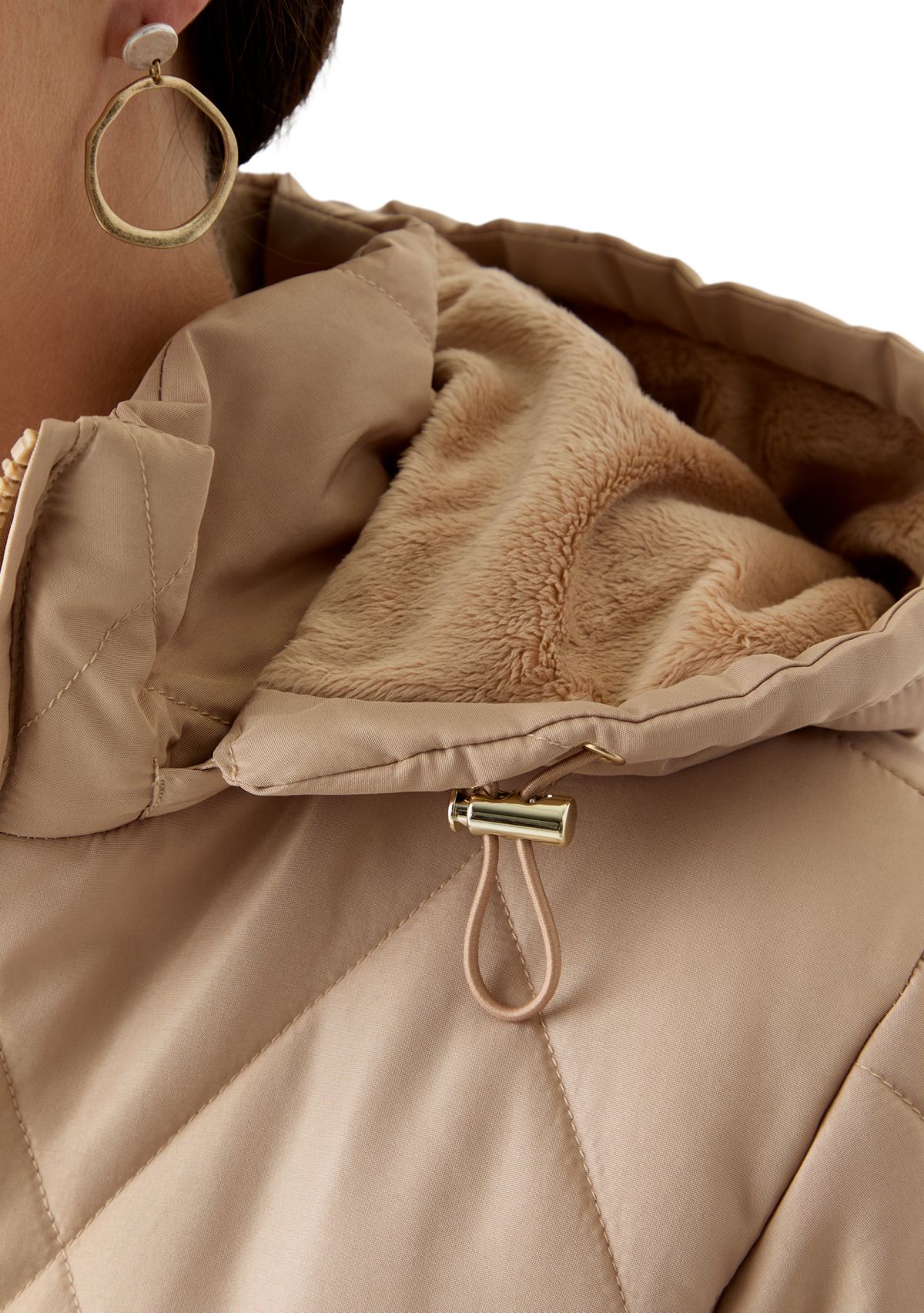Womens Quilted Polyfill Jacket With Hood