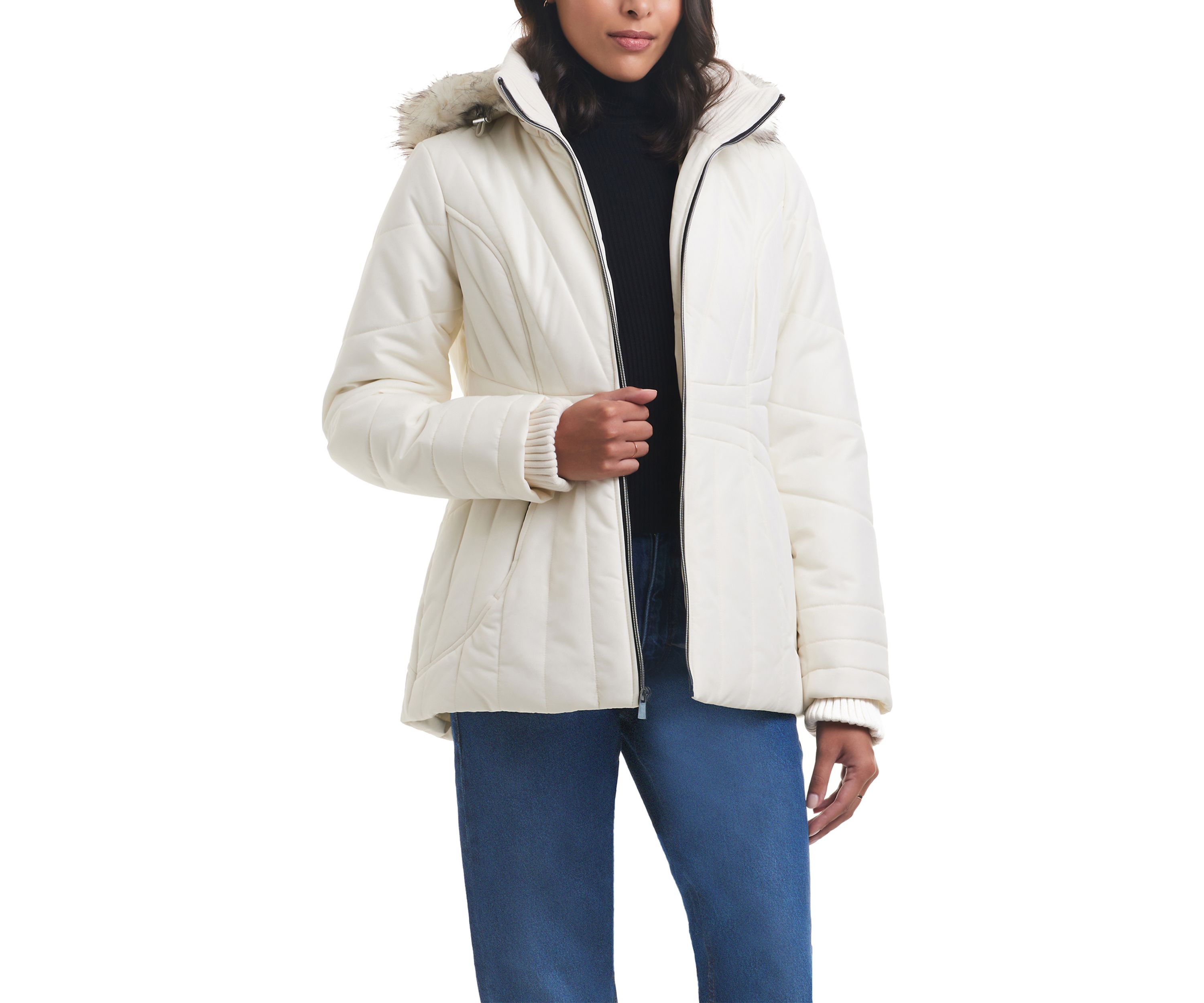 Faux Fur Trim Puffer Jacket