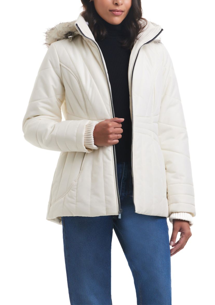 Faux Fur Trim Puffer Jacket