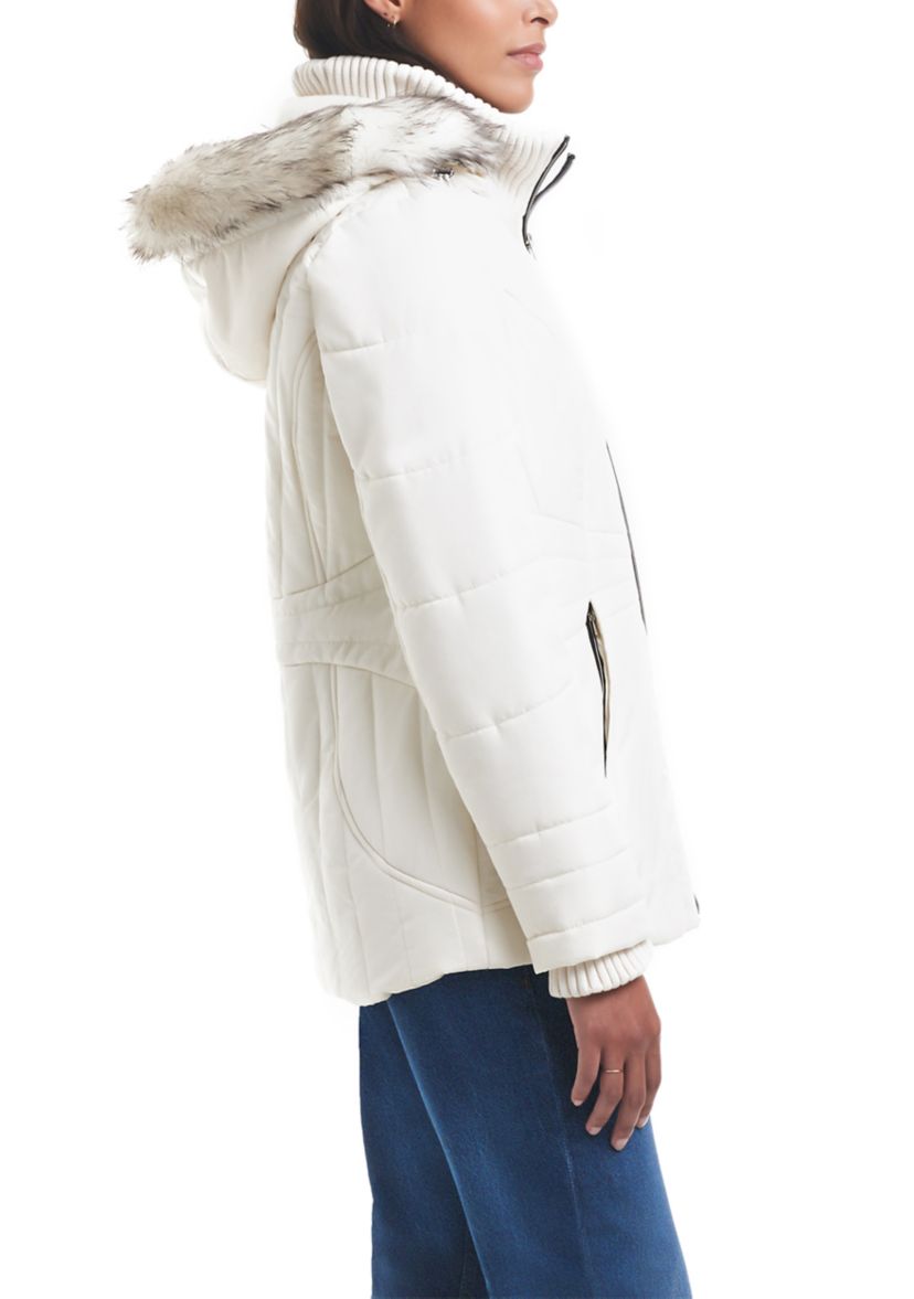 Faux Fur Trim Puffer Jacket