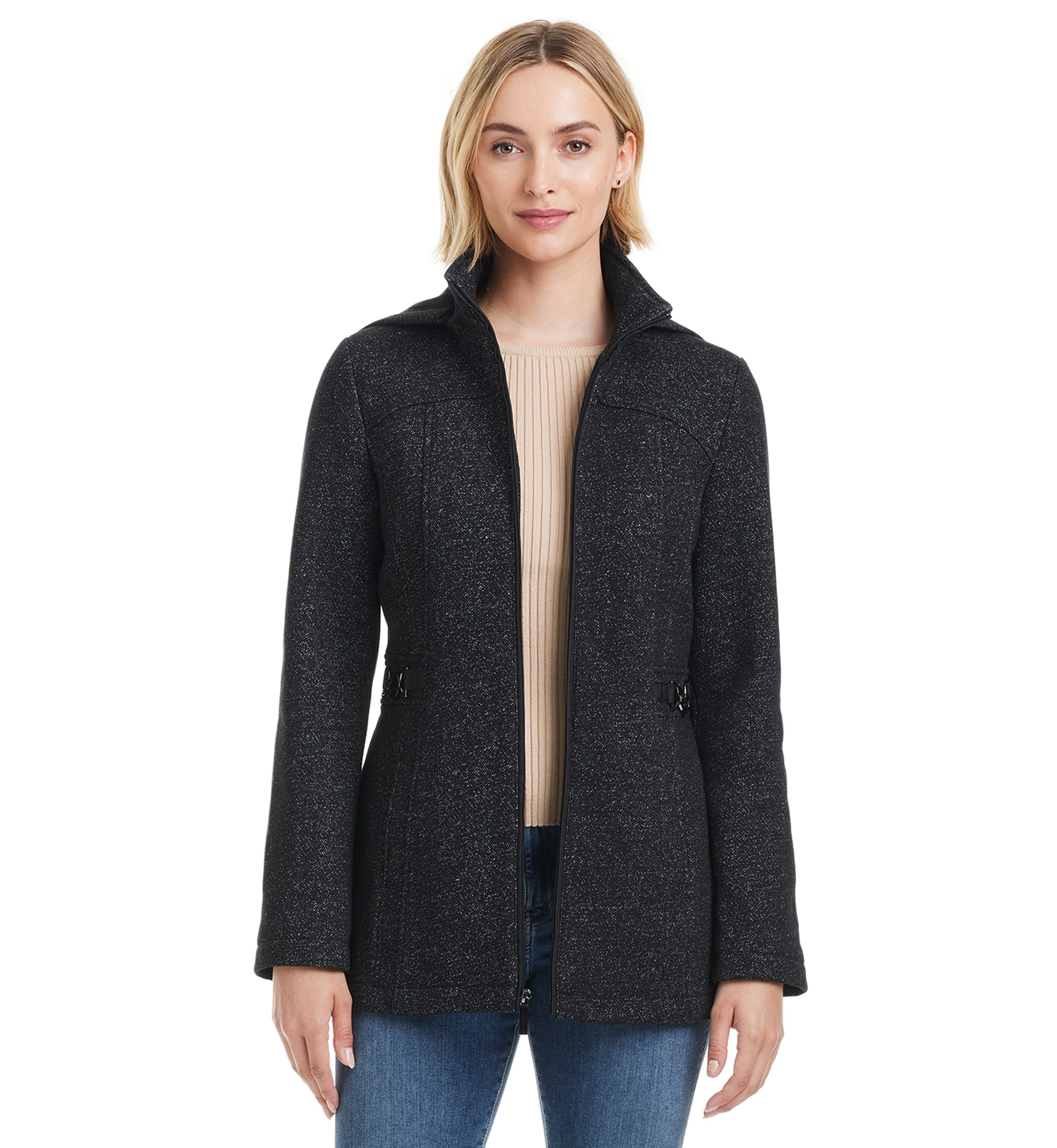 Womens Hooded Zip Up Fleece Coat