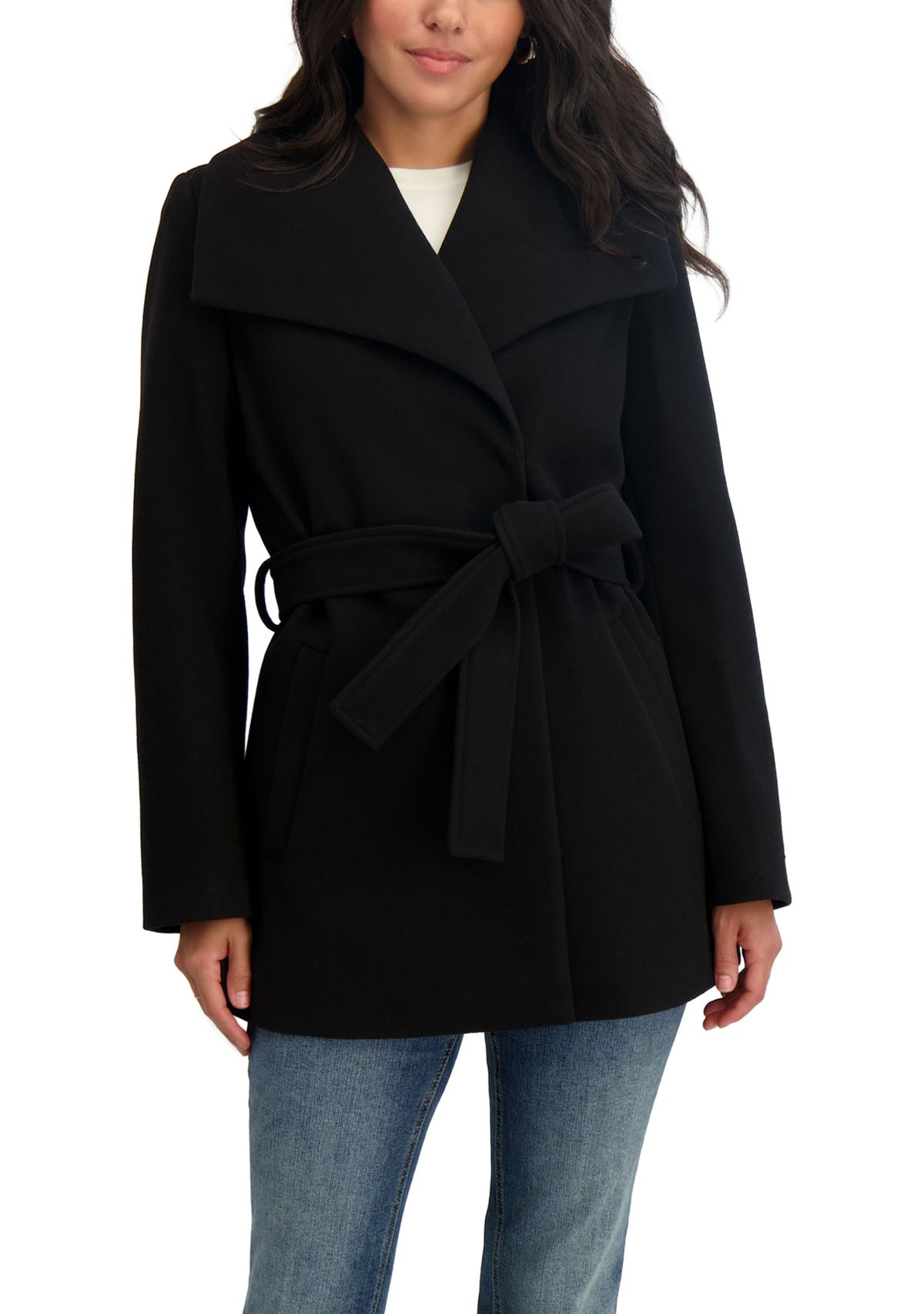 Womens Evelynn Belted Wrap Coat