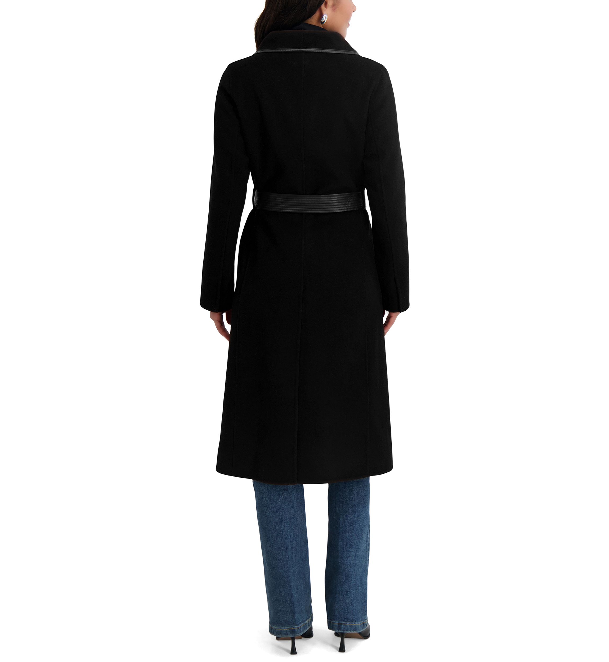Juliette Long Line Wrap Coat With Binding Detail