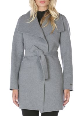 Tahari Women's Maxi Double Face Wool Blend Wrap Coat