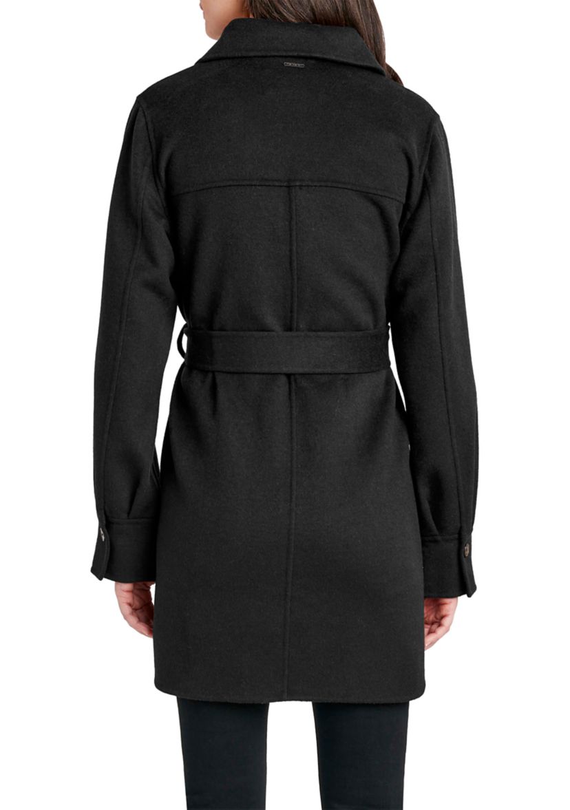 Womens Brooke Double Face Wool Shacket with Belt