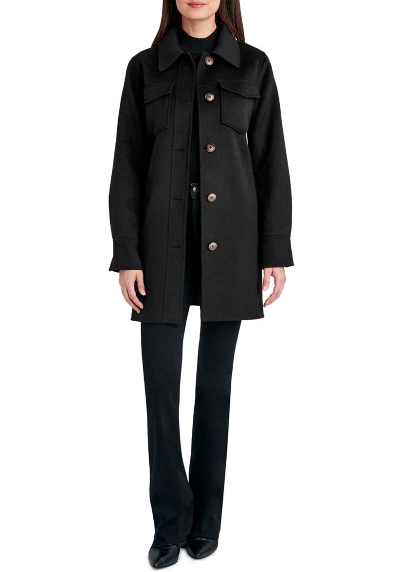Womens Brooke Double Face Wool Shacket with Belt