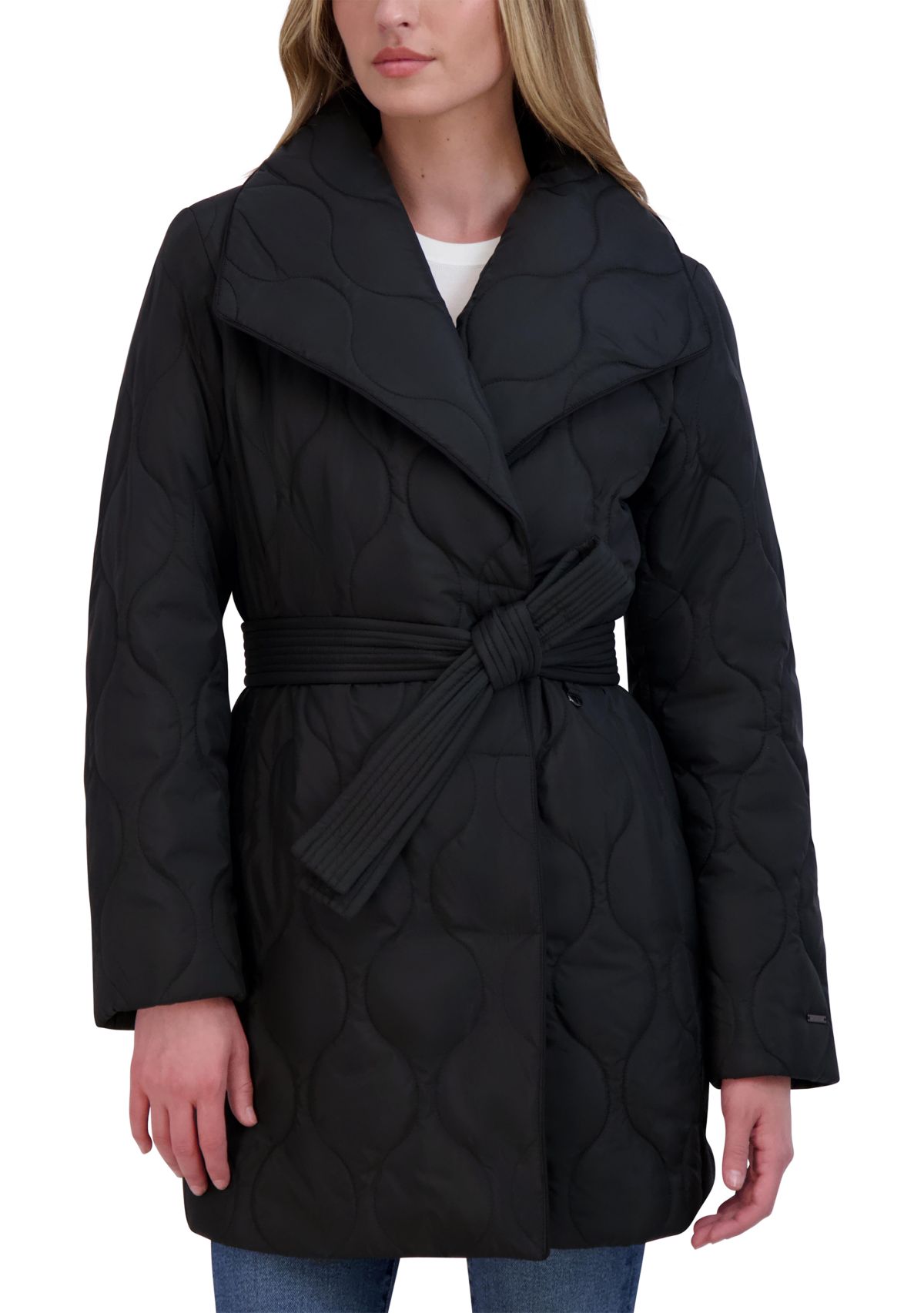 Womens Janelle Quilted Drape Coat