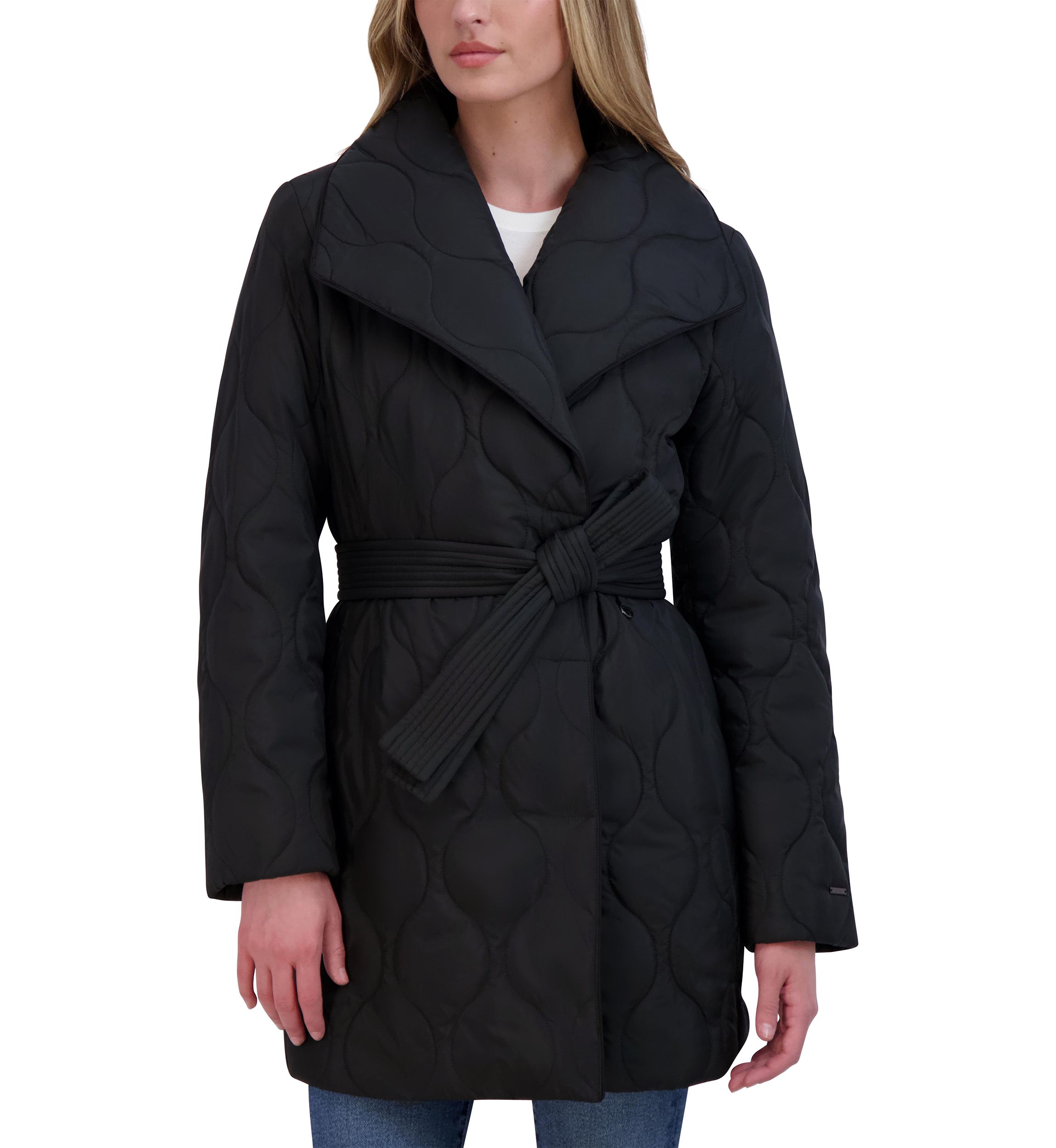 Womens Janelle Quilted Drape Coat