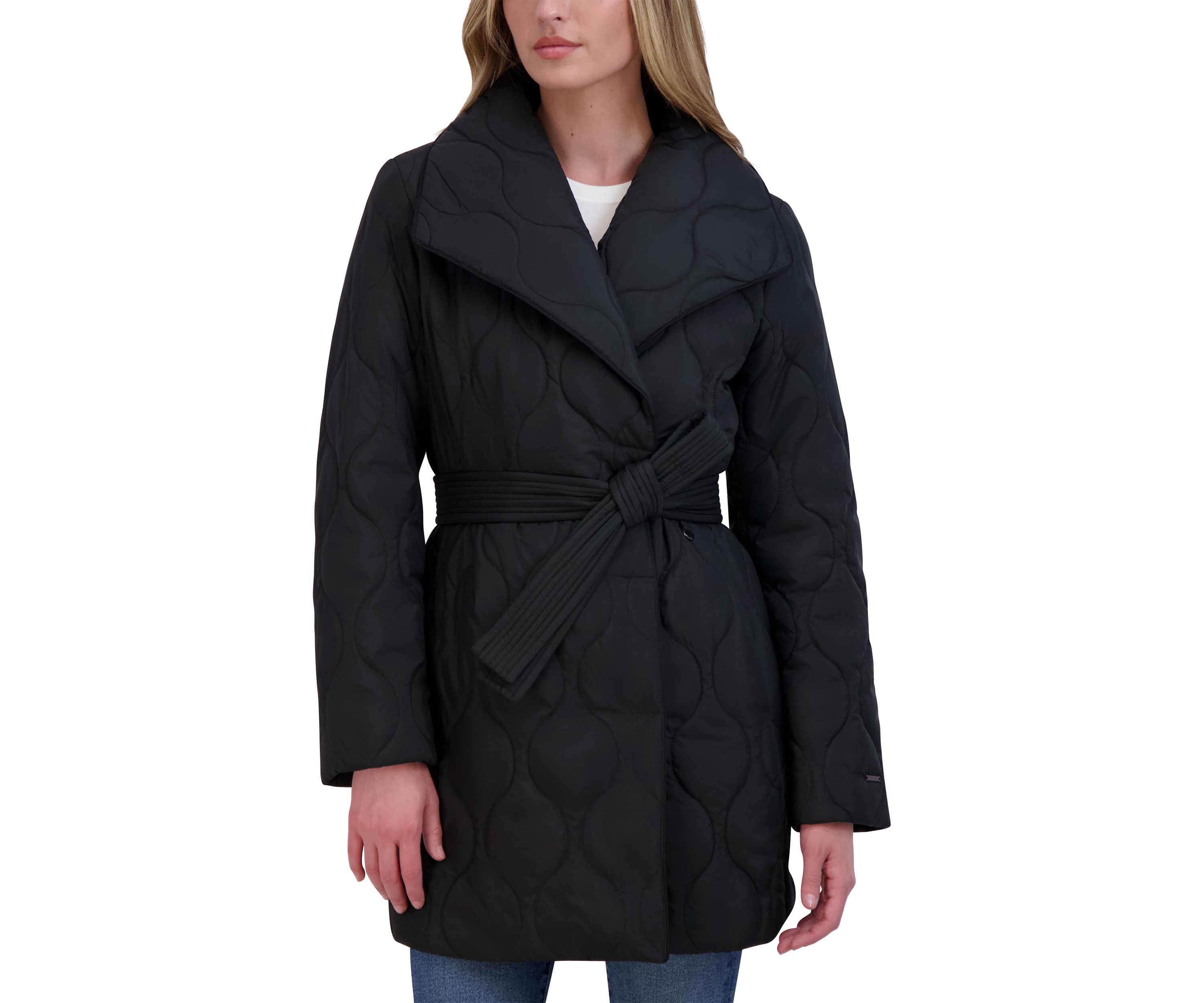Womens Janelle Quilted Drape Coat