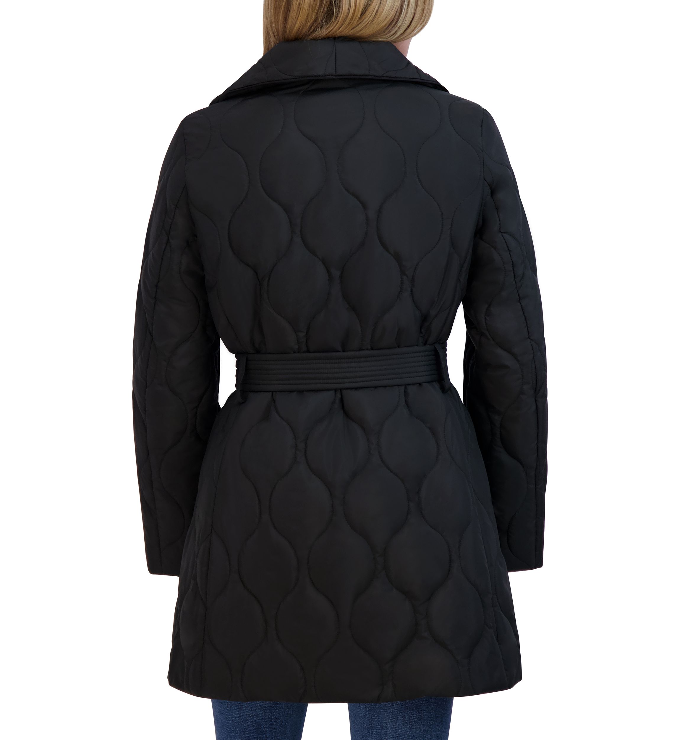 Womens Janelle Quilted Drape Coat
