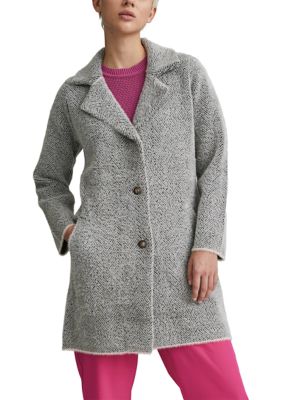 NVLT Women's Plus Size Plaid Pattern Eyelash Coatigan, 1X