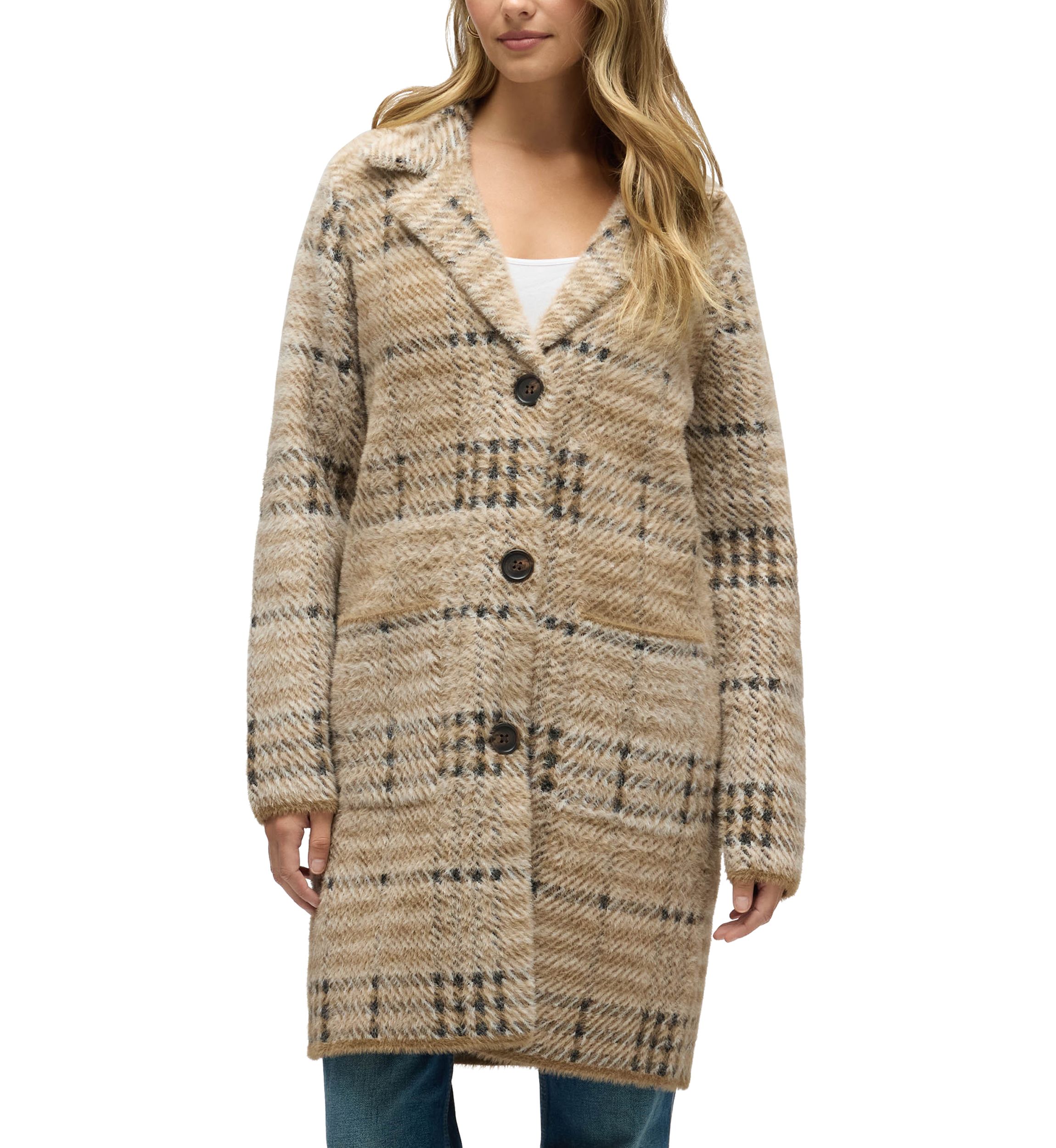 Women’s Chevron Patterned Eyelash Coatigan