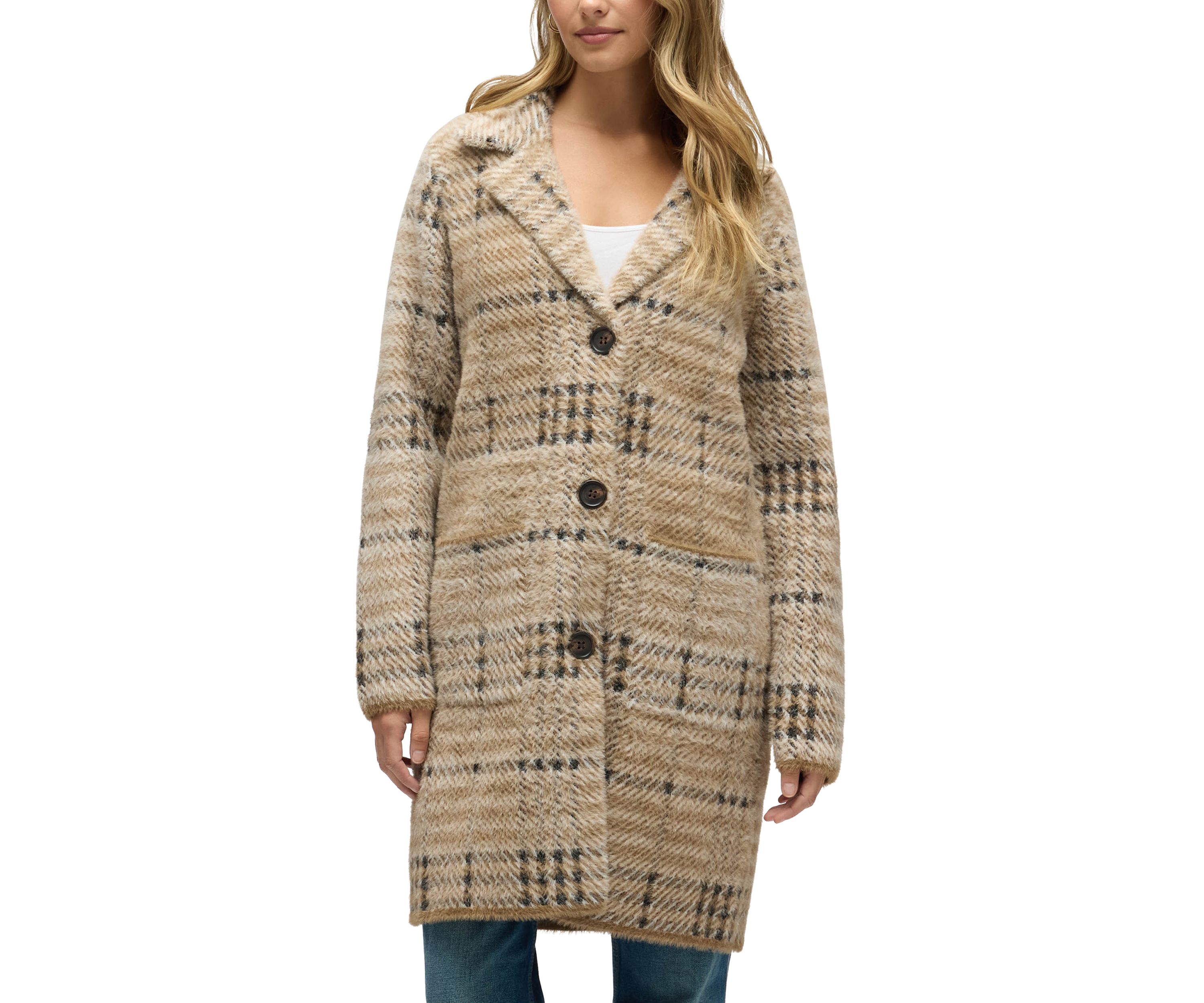 Women’s Chevron Patterned Eyelash Coatigan