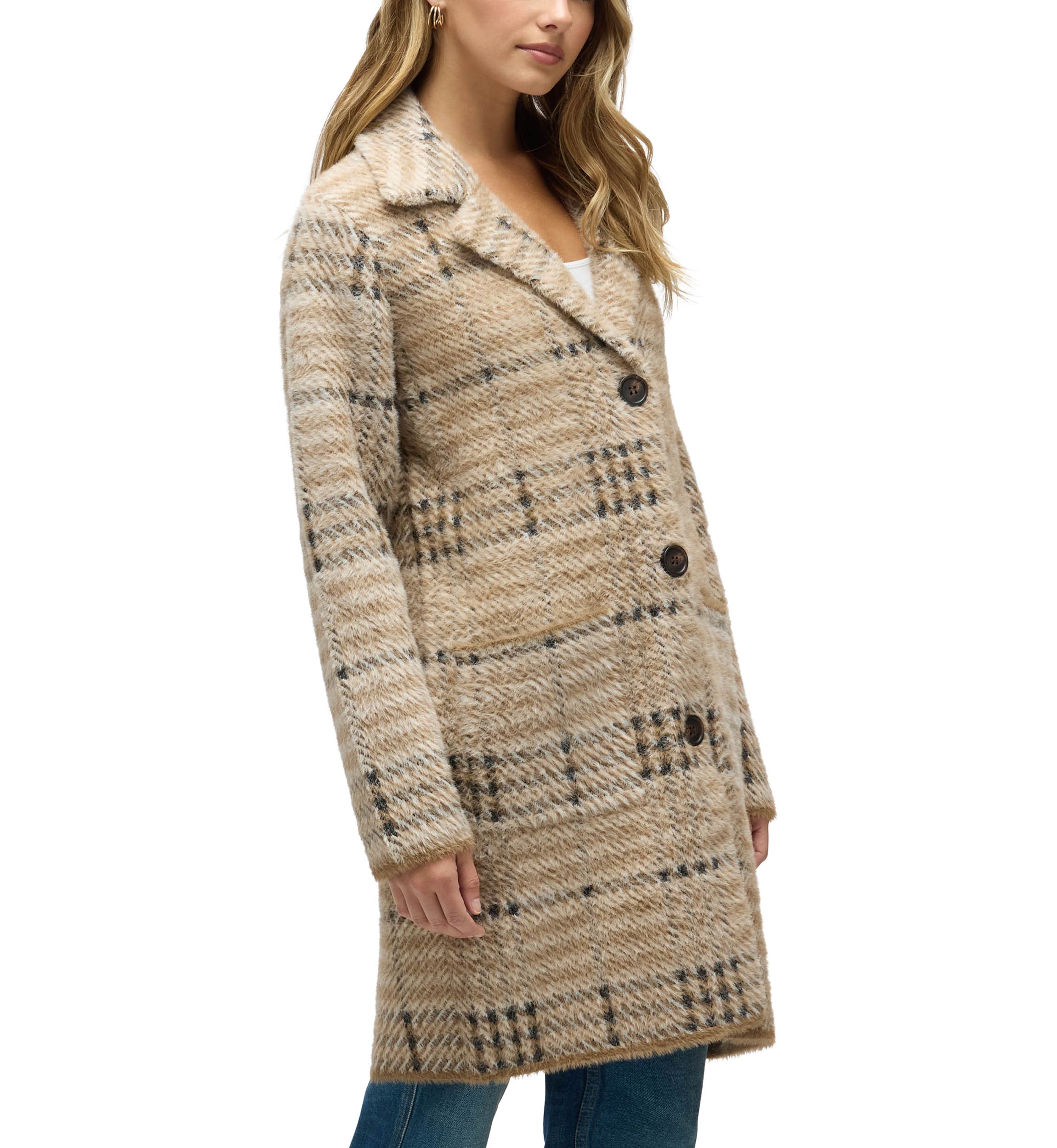 Women’s Chevron Patterned Eyelash Coatigan