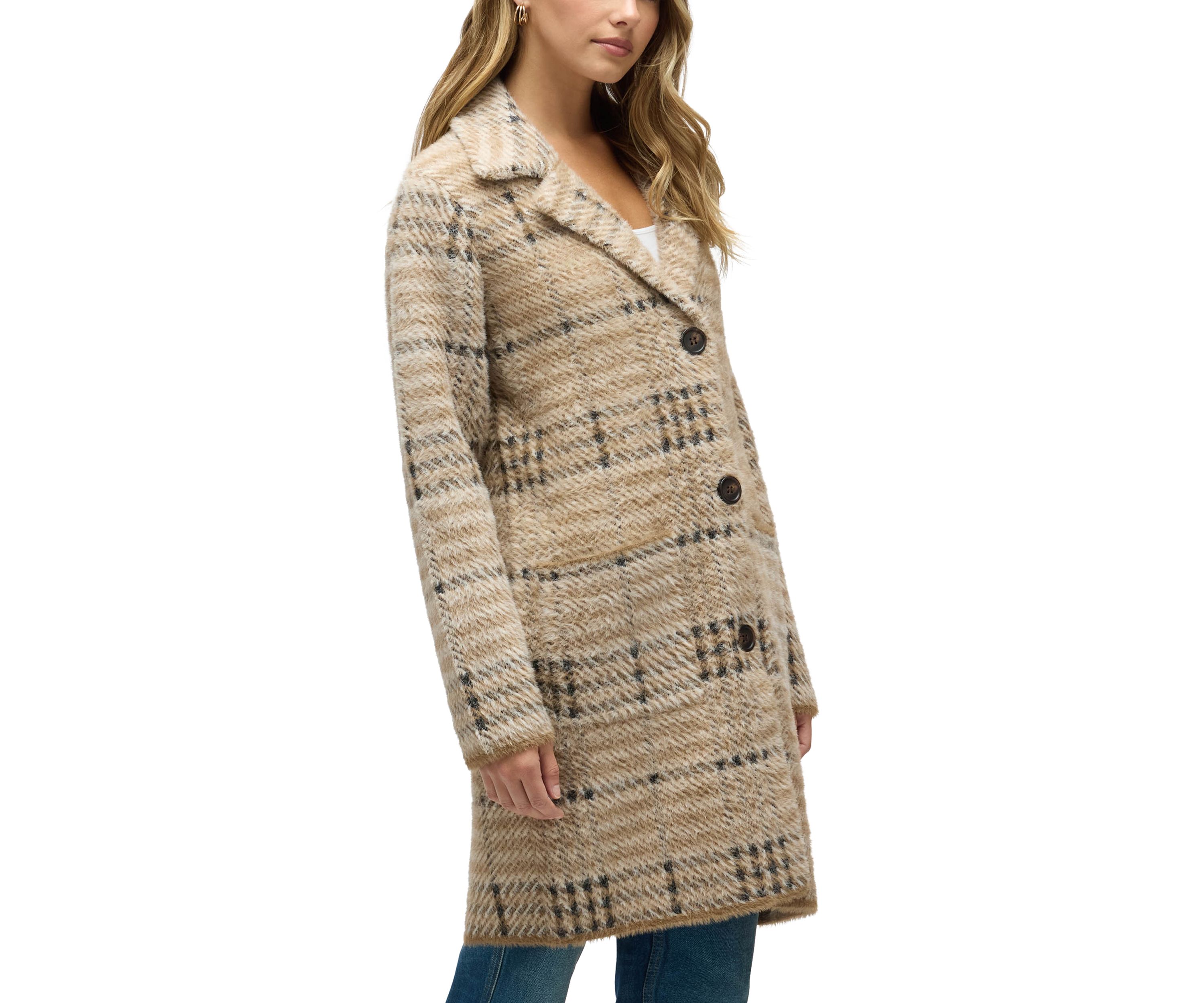Women’s Chevron Patterned Eyelash Coatigan