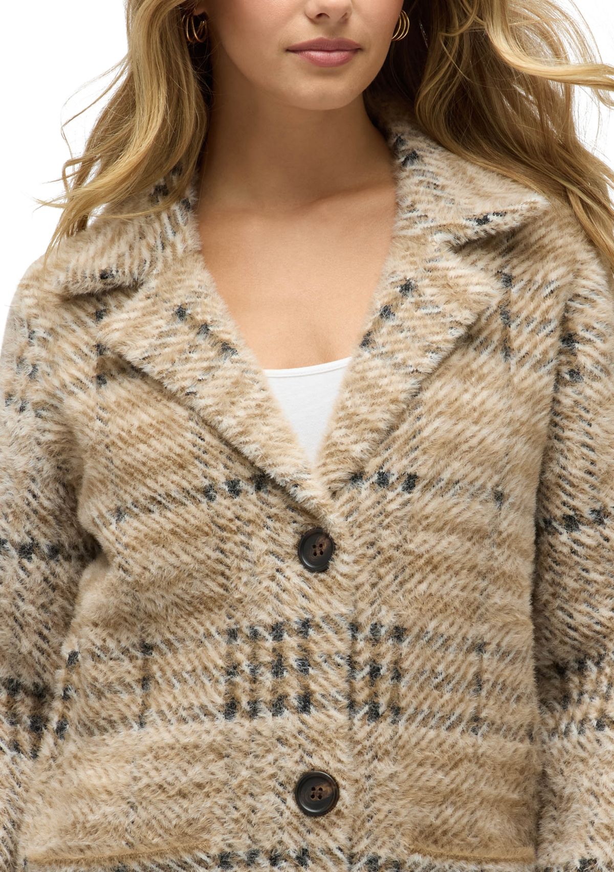 Women’s Chevron Patterned Eyelash Coatigan