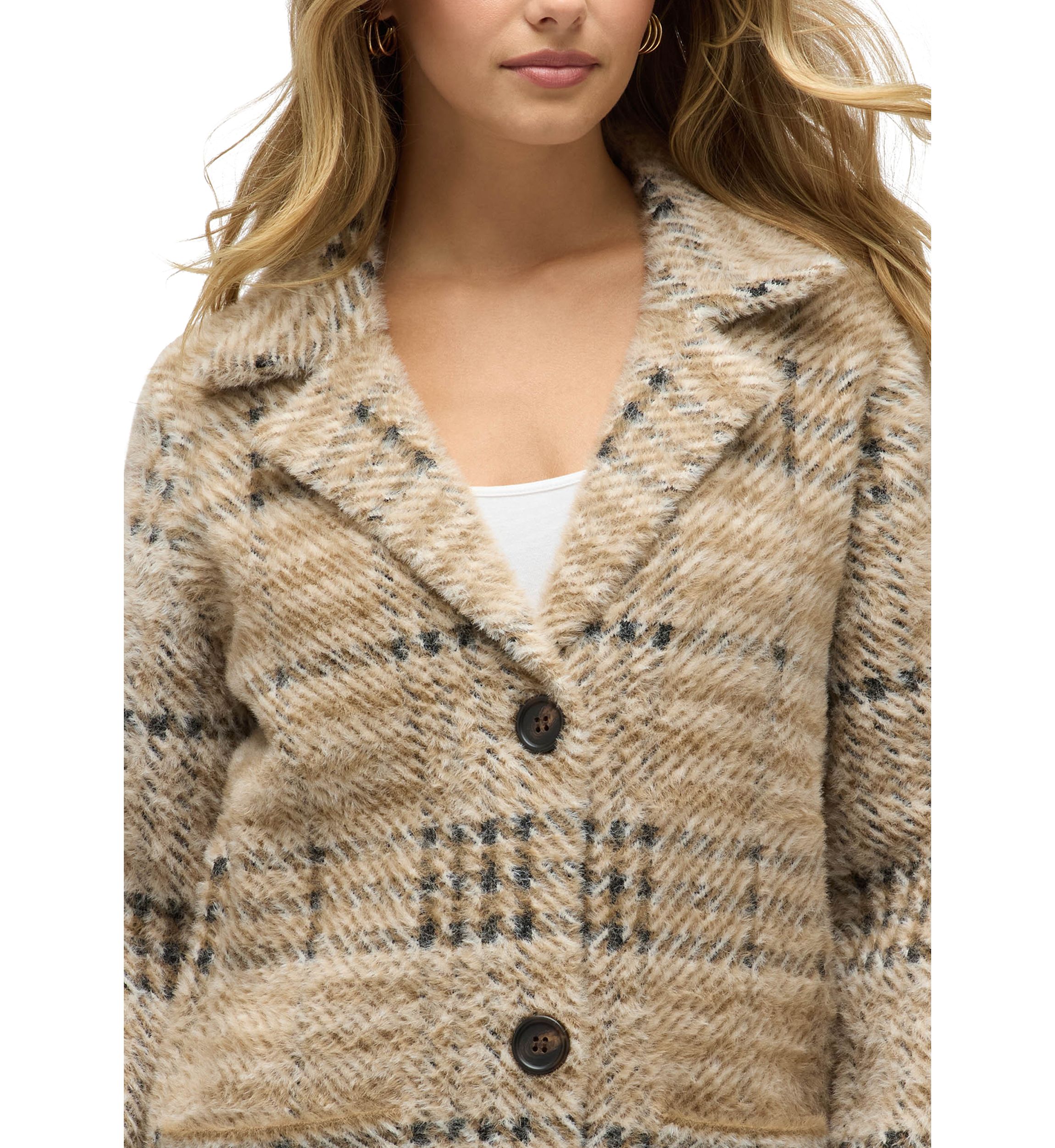 Women’s Chevron Patterned Eyelash Coatigan