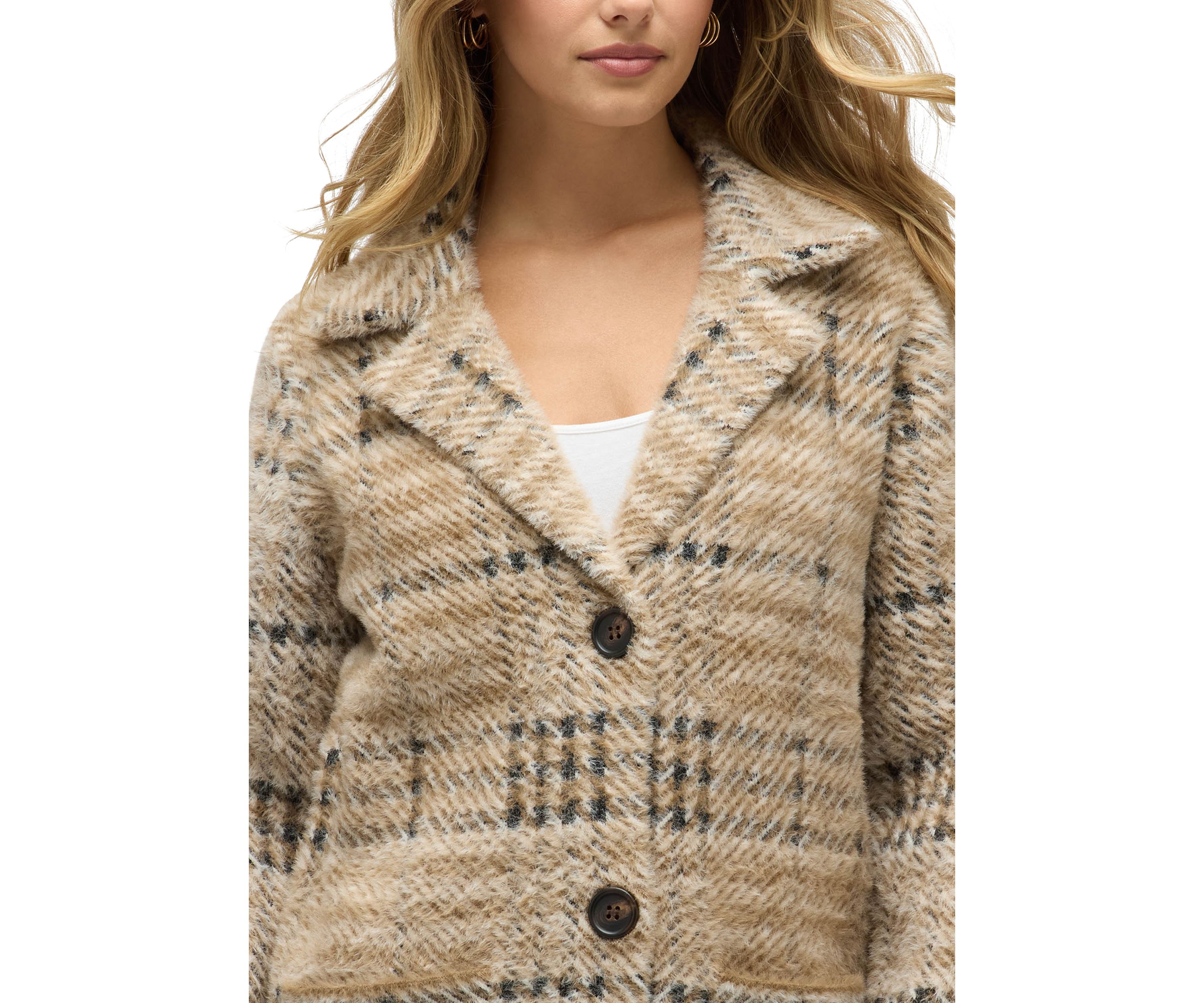 Women’s Chevron Patterned Eyelash Coatigan