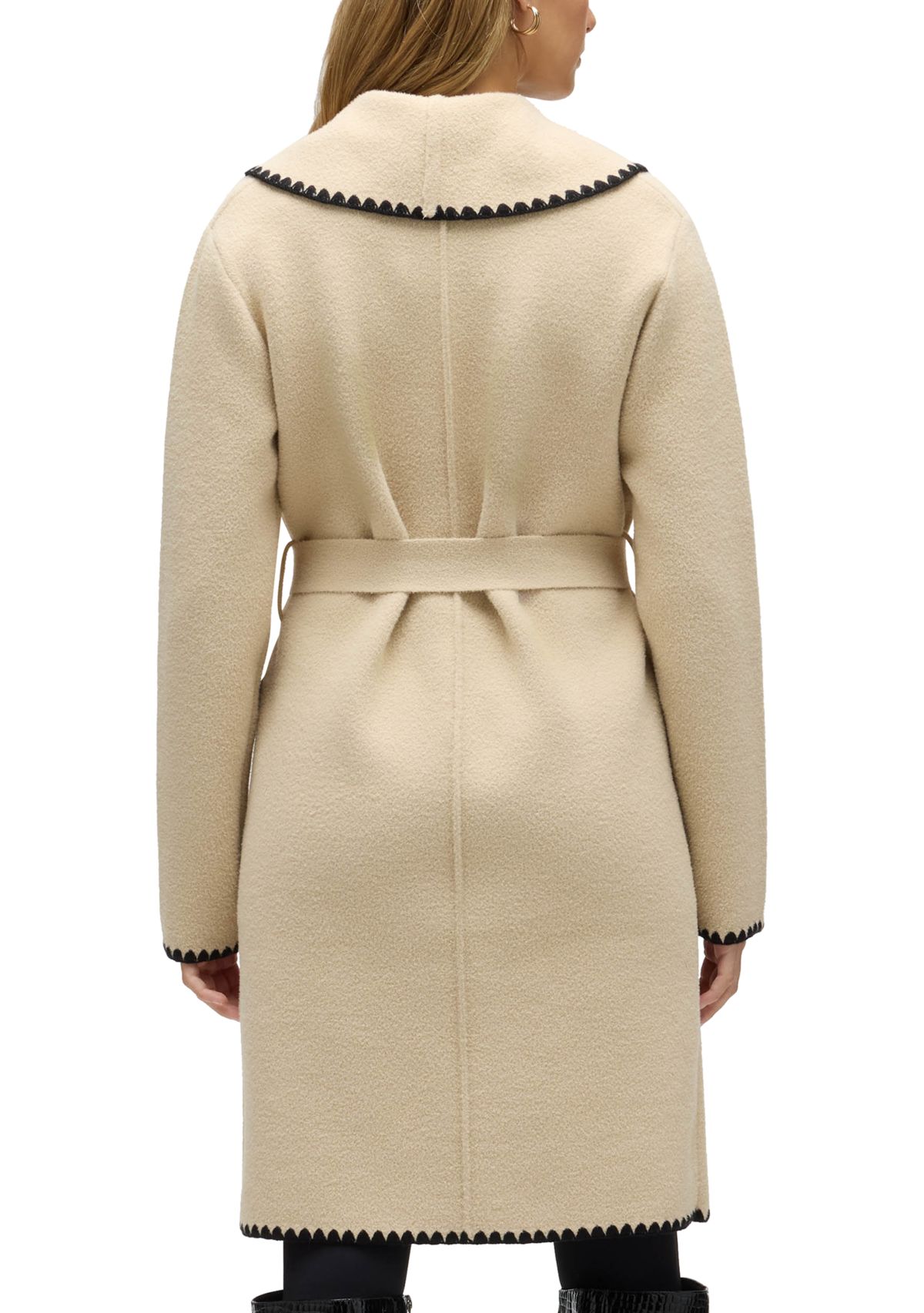 Women’s Wrap Mink Eyelash Coatigan Jacket with Blanket Stitch