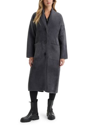 NVLT Womenâs Longline Oversize Coatigan with Shawl Collar, Grey, XL