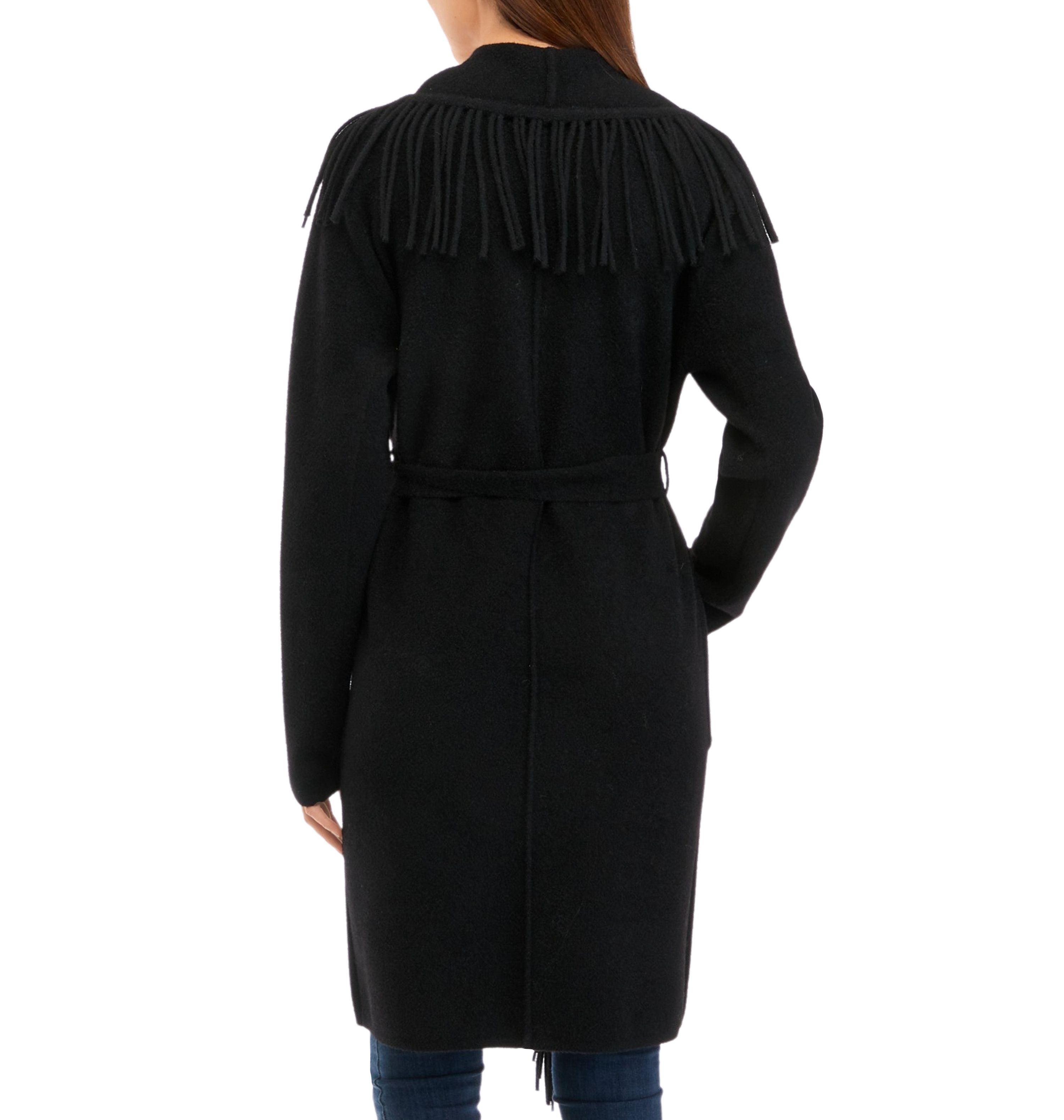 Womens Fringe Wool Trench Coat 