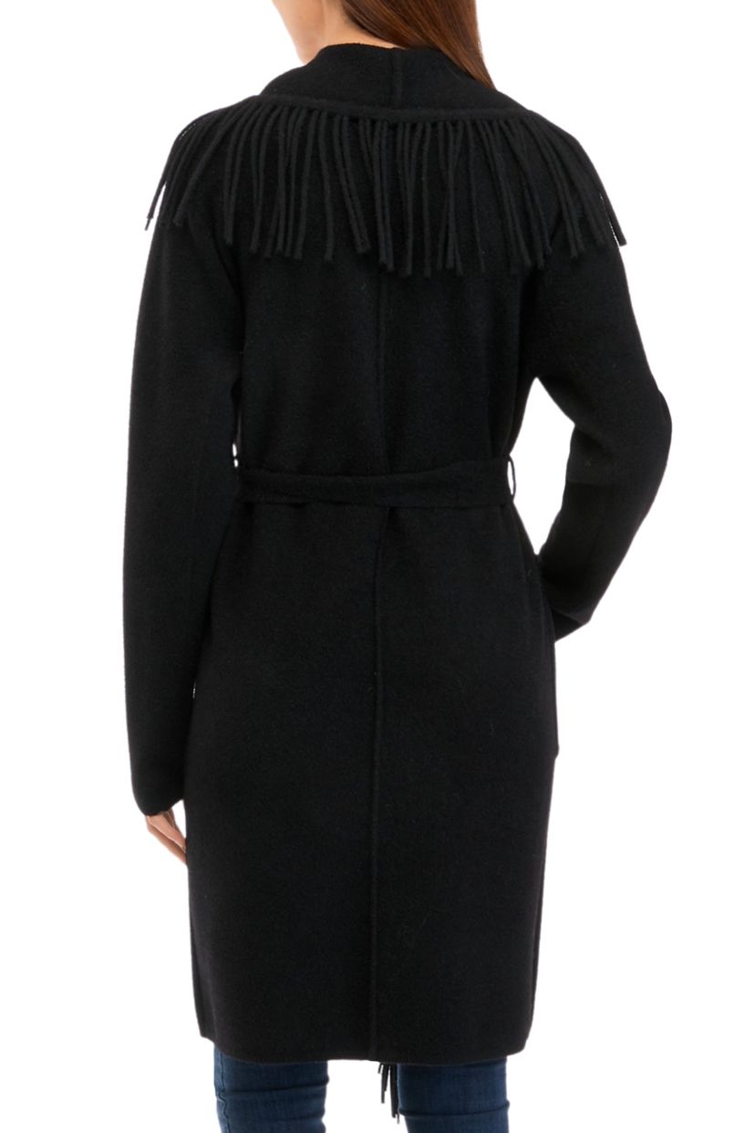 Womens Fringe Wool Trench Coat 