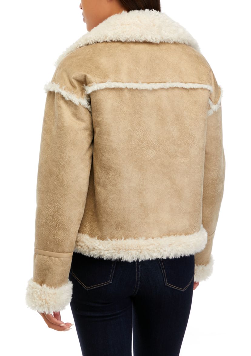 Cropped Shearling Biker Jacket 
