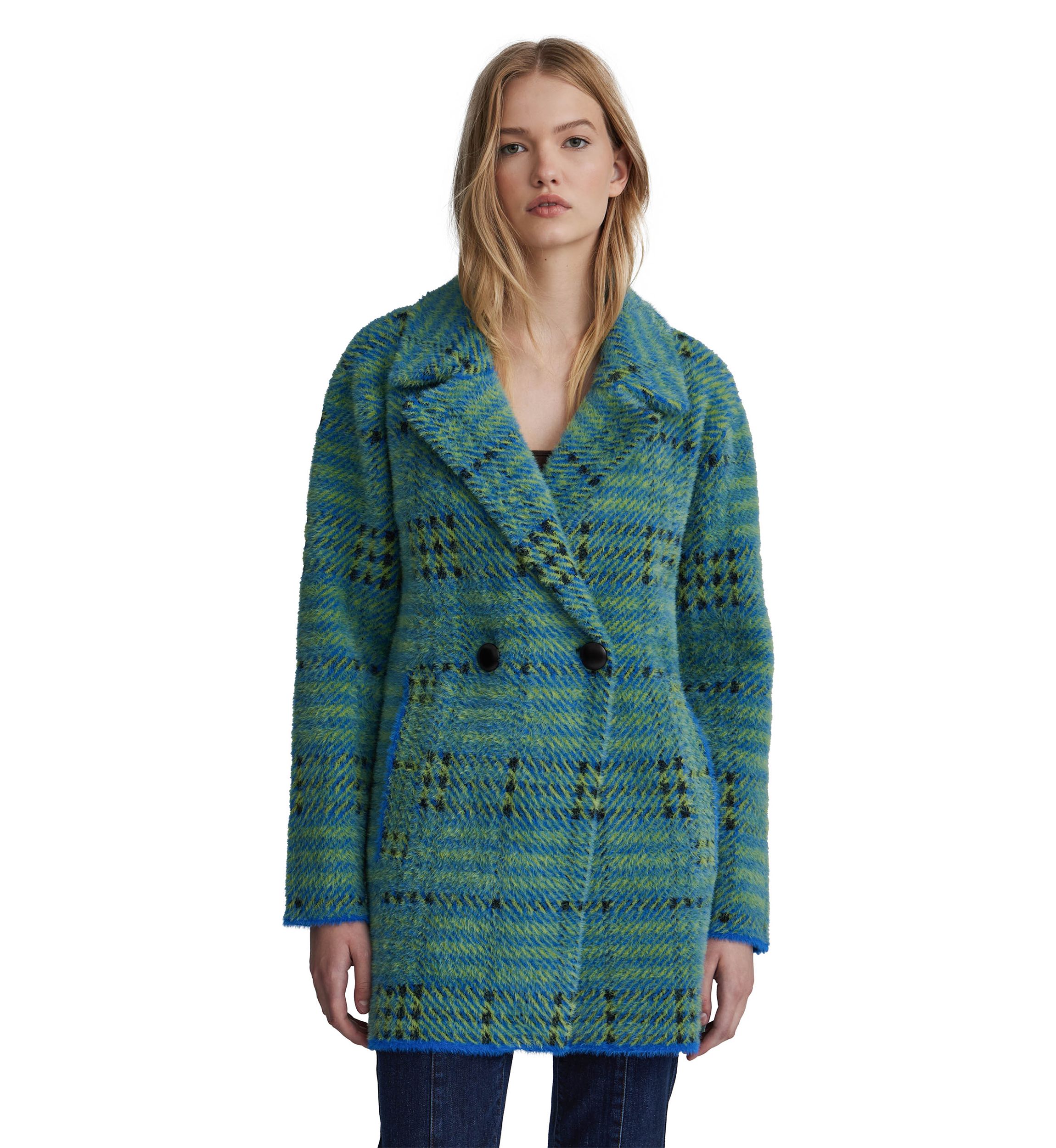 Womens Eyelash Bold Check Coatigan