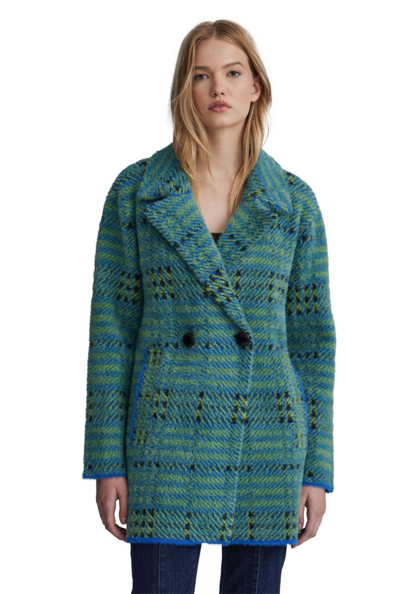 Womens Eyelash Bold Check Coatigan
