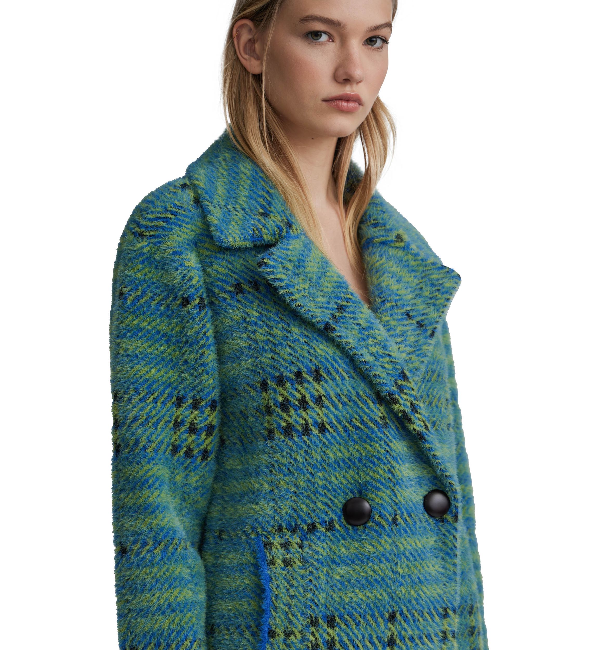 Womens Eyelash Bold Check Coatigan