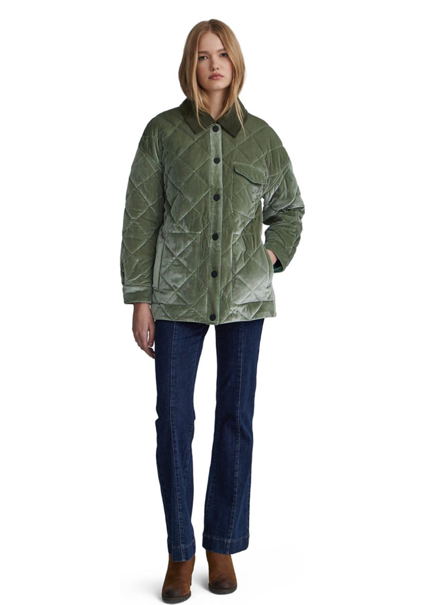 Womens Velour Reversible Padded Shacket
